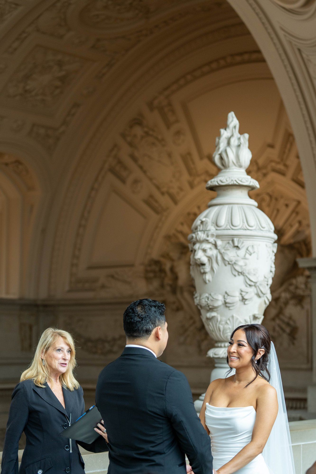 classic city hall micro wedding, grand staircase, Vows on the Grand Staircase, an SF City Hall Staircase Wedding