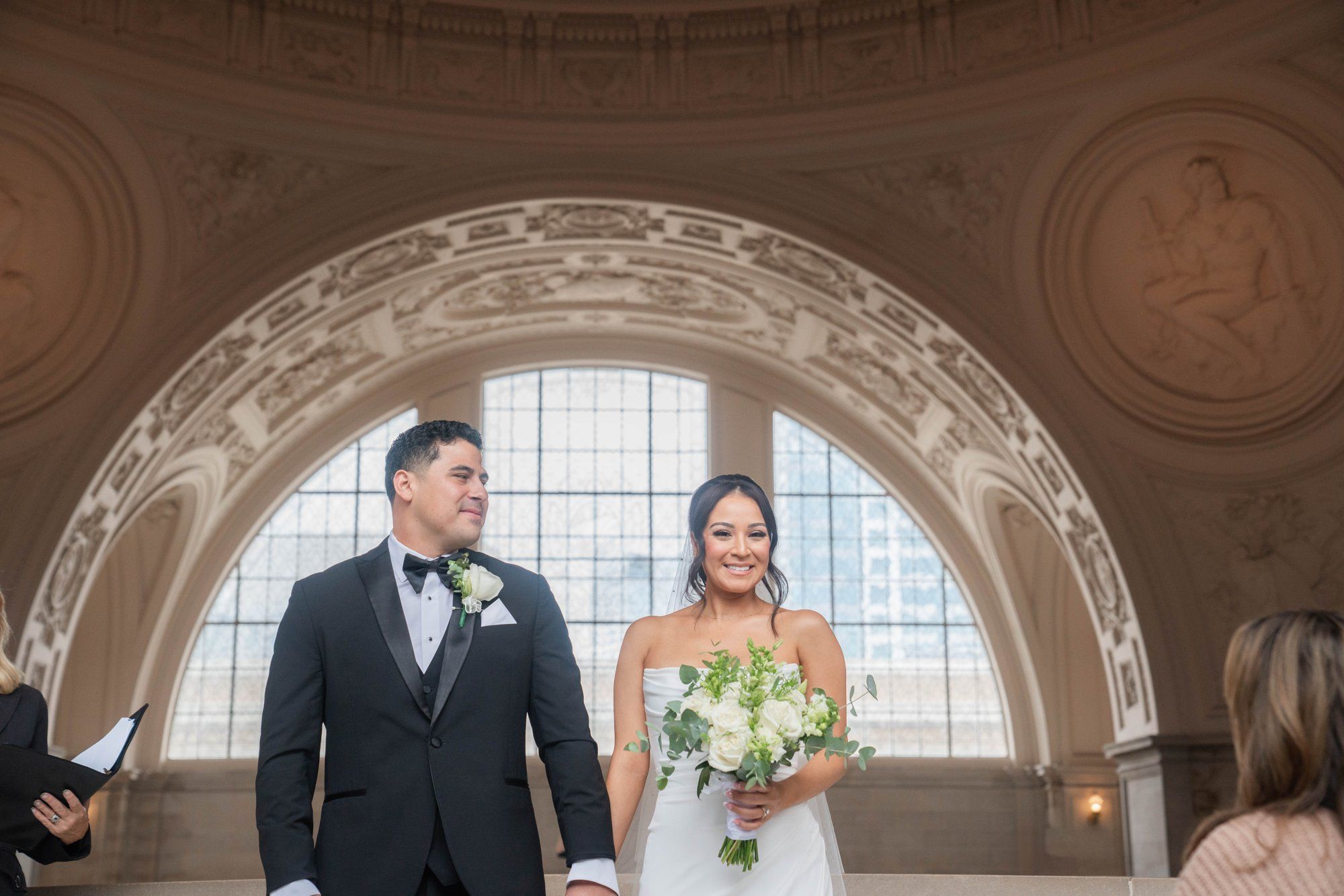classic city hall micro wedding, grand staircase, Vows on the Grand Staircase, an SF City Hall Staircase Wedding