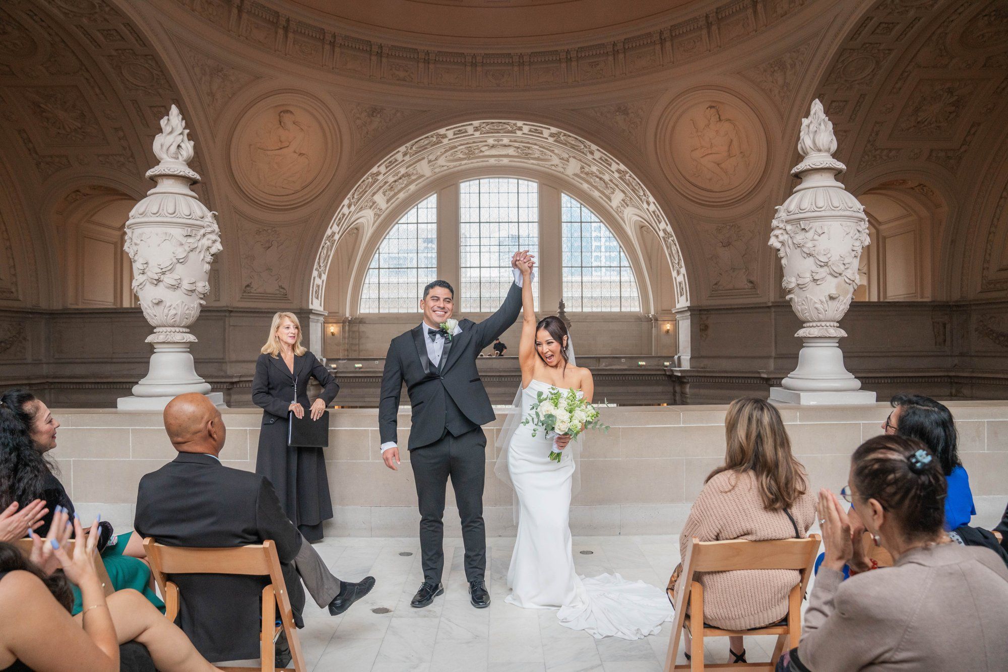 classic city hall micro wedding, grand staircase, Vows on the Grand Staircase, an SF City Hall Staircase Wedding
