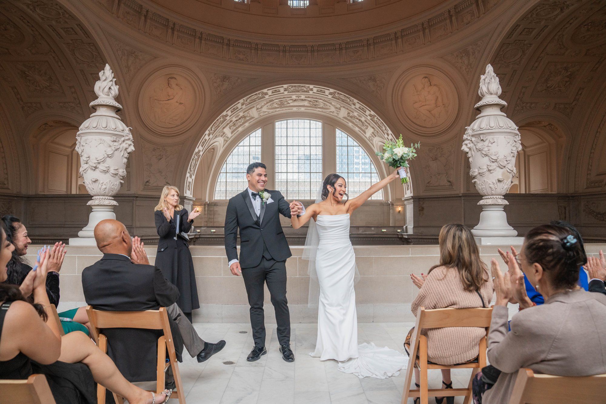 classic city hall micro wedding, grand staircase, Vows on the Grand Staircase, an SF City Hall Staircase Wedding