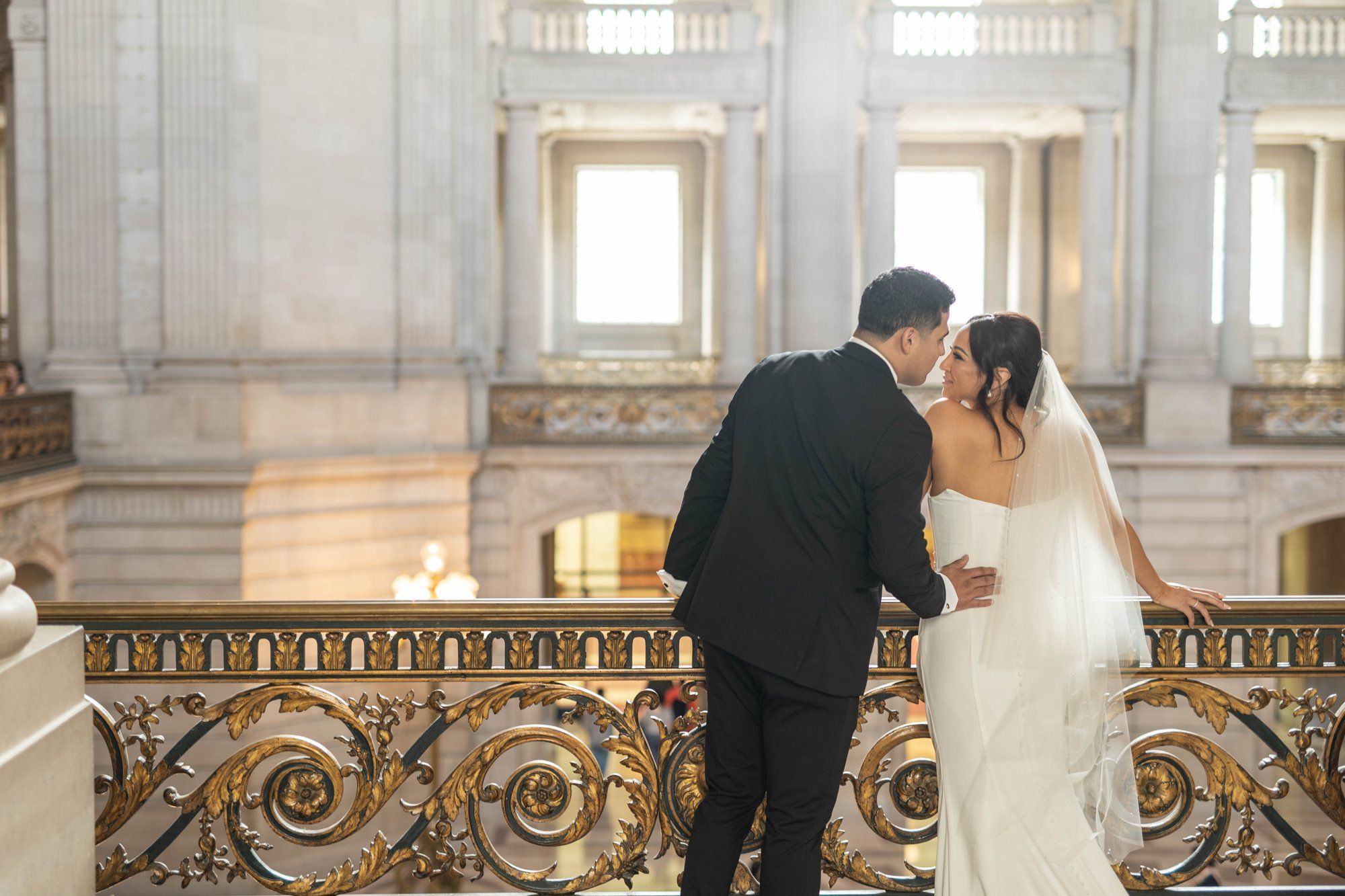 classic city hall micro wedding, grand staircase, Portraits Under the Dome