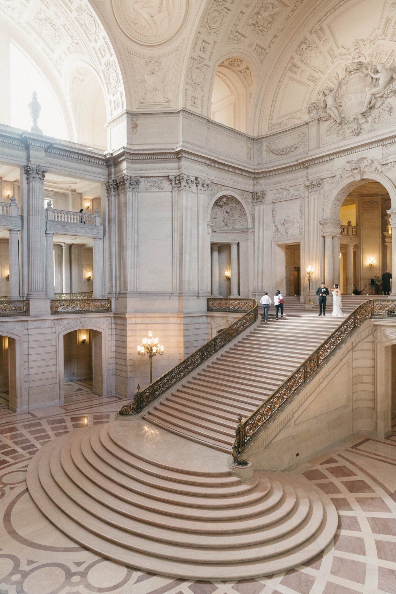 classic city hall micro wedding, grand staircase, Portraits Under the Dome