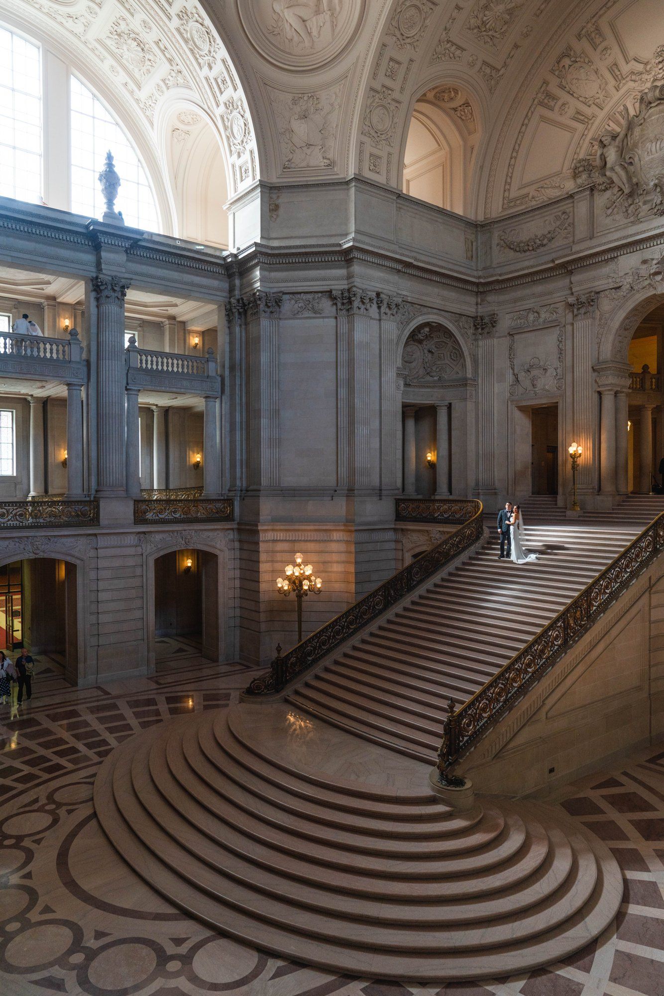 classic city hall micro wedding, grand staircase, Portraits Under the Dome