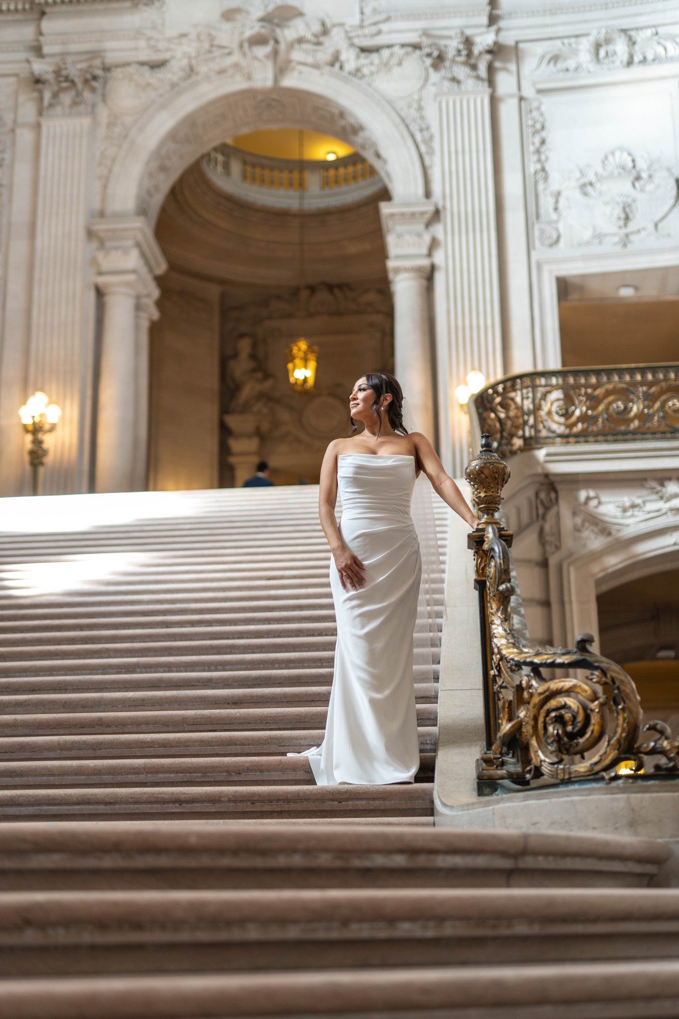 classic city hall micro wedding, grand staircase, Portraits Under the Dome