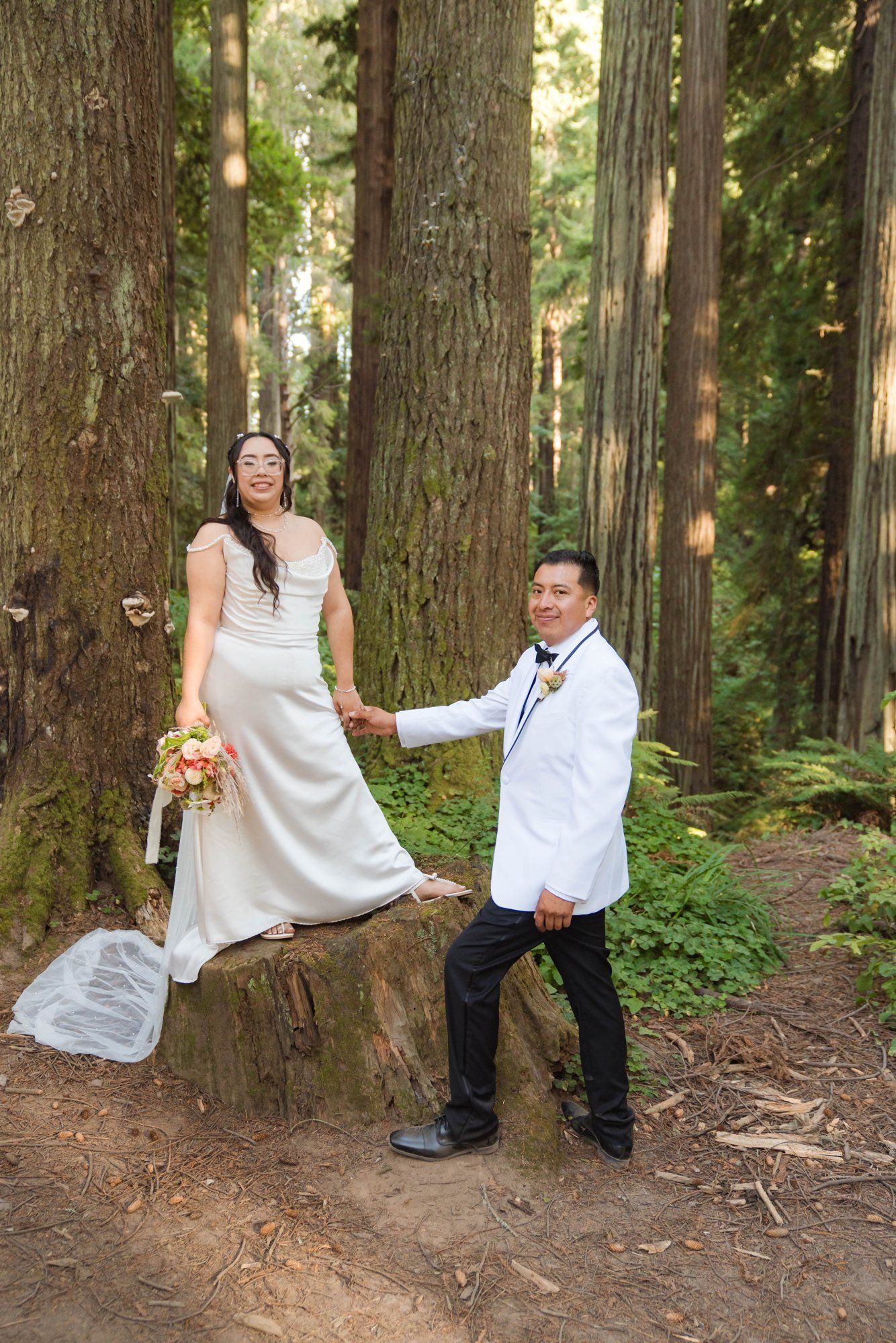 same-sex redwoods elopement at sequoia park zoo skywalk, Toasts, Dances, and an Owl