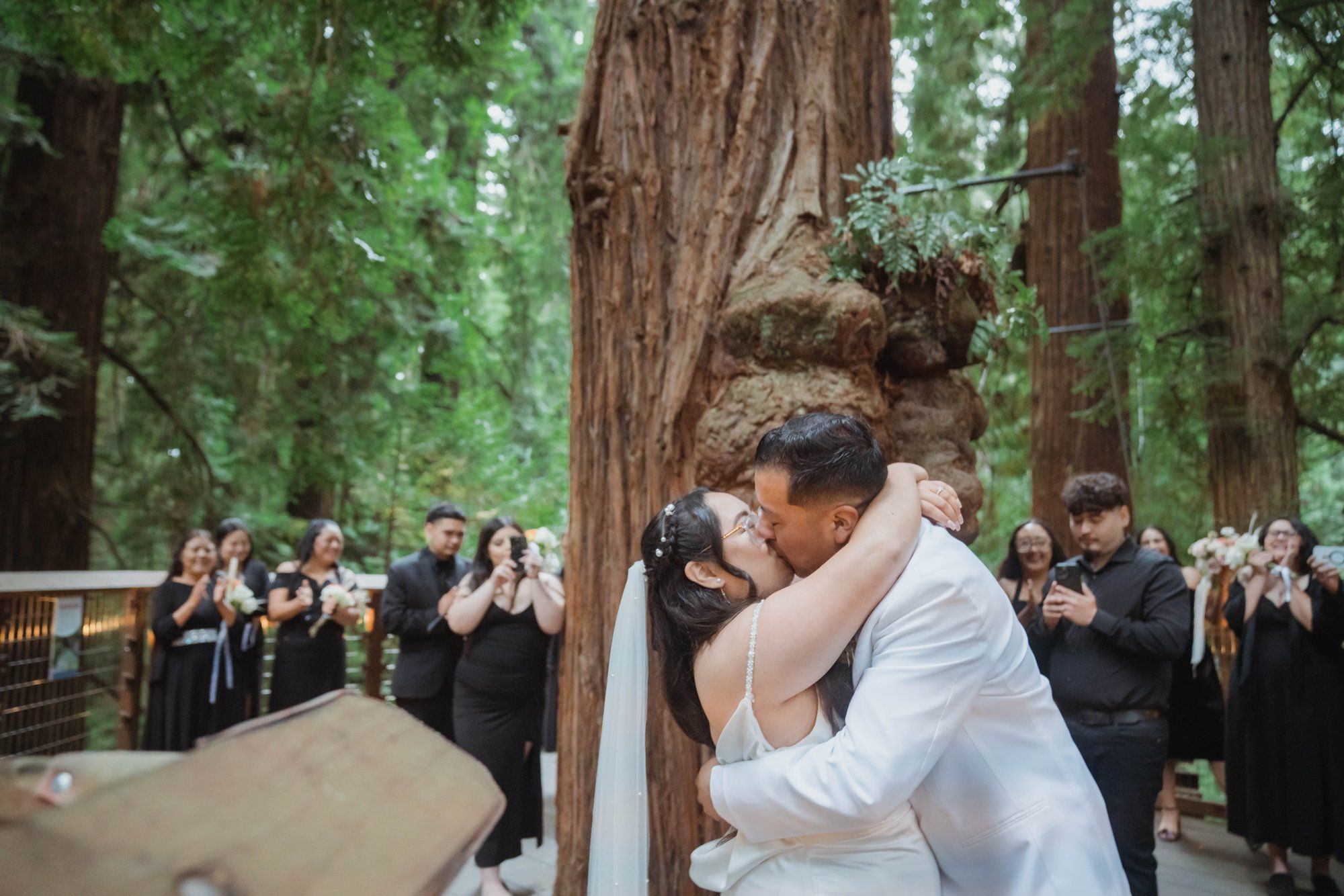 same-sex redwoods elopement at sequoia park zoo skywalk, A Humboldt Redwoods Elopement in the Canopy