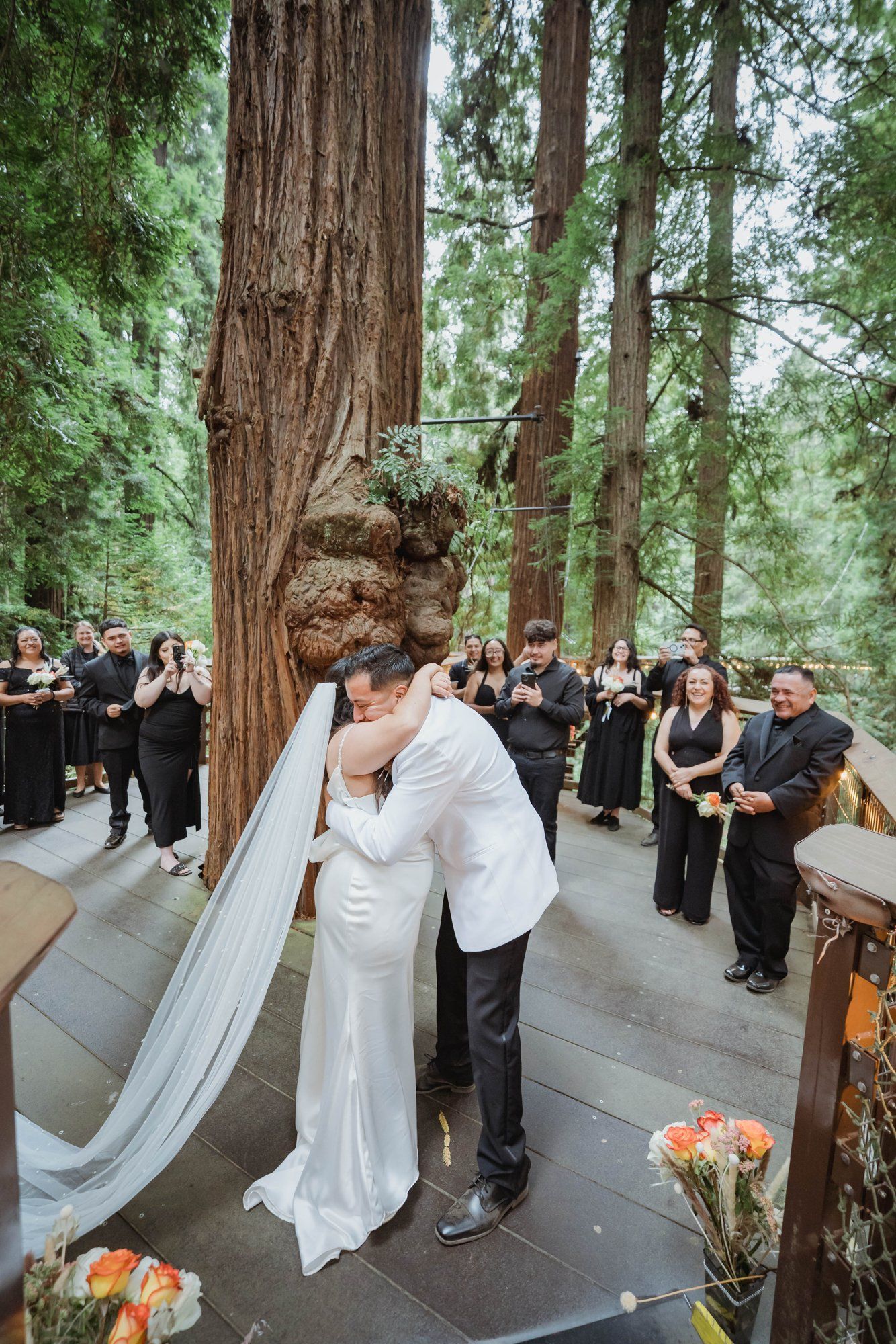 same-sex redwoods elopement at sequoia park zoo skywalk, A Humboldt Redwoods Elopement in the Canopy