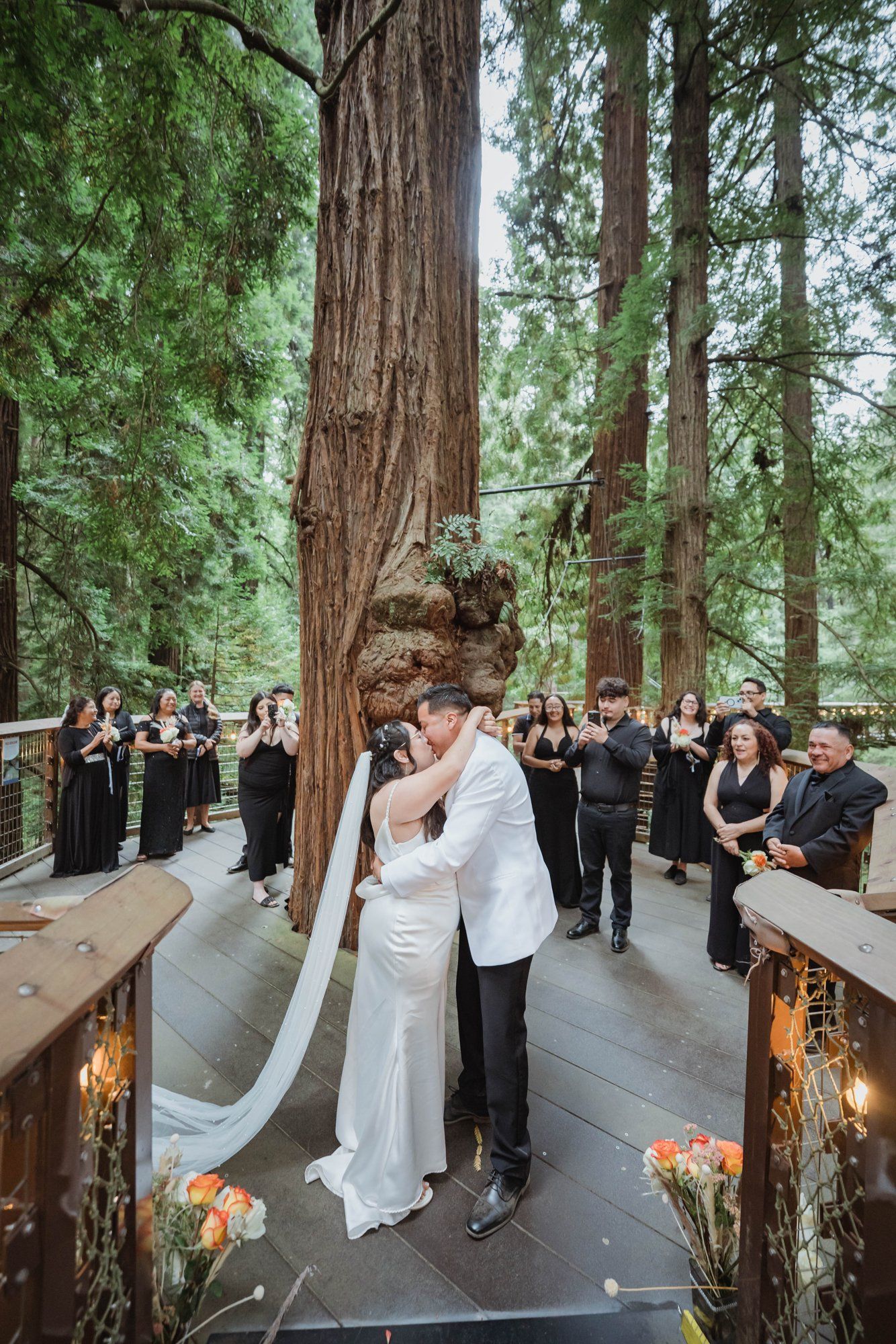 same-sex redwoods elopement at sequoia park zoo skywalk, A Humboldt Redwoods Elopement in the Canopy