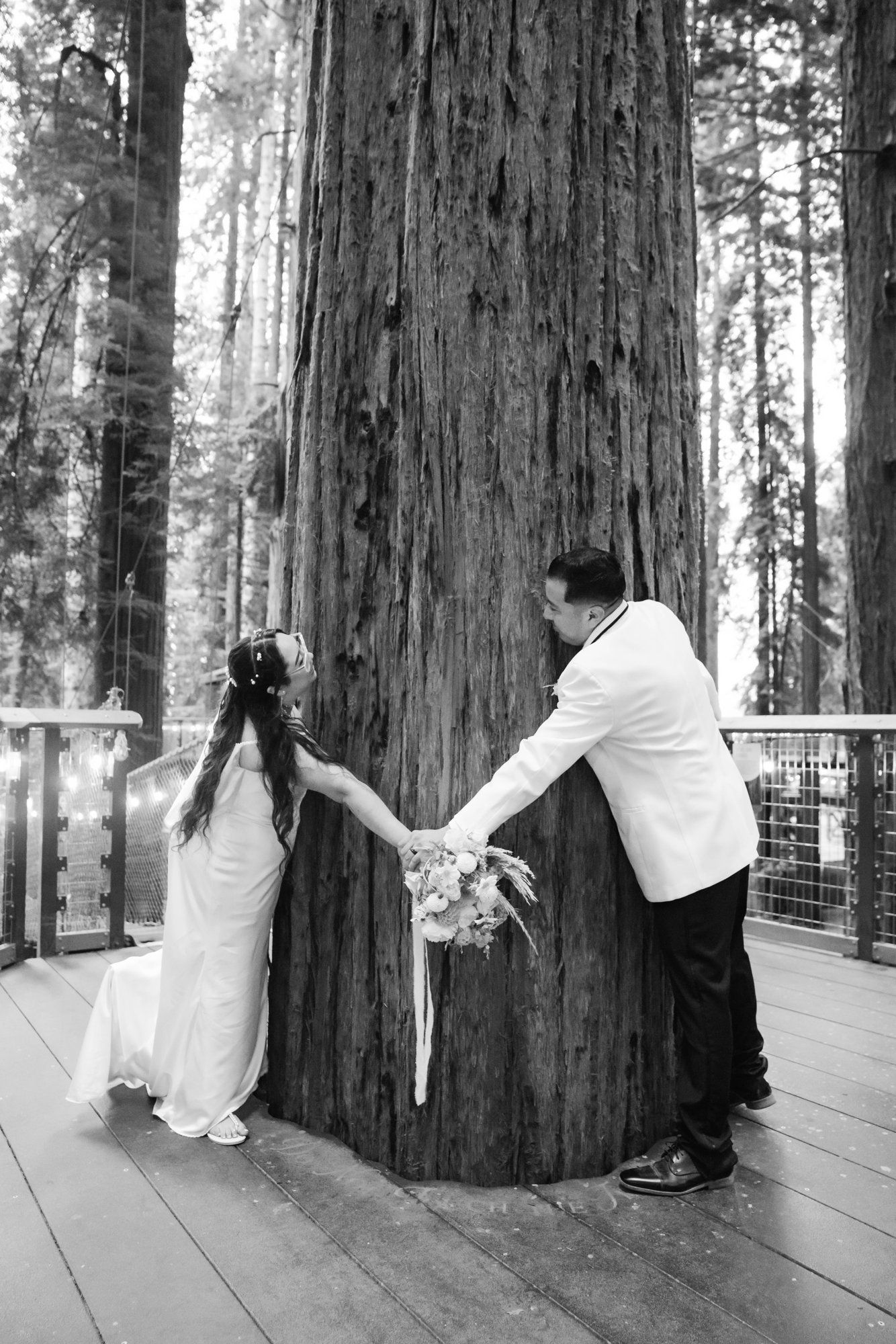 same-sex redwoods elopement at sequoia park zoo skywalk, Toasts, Dances, and an Owl