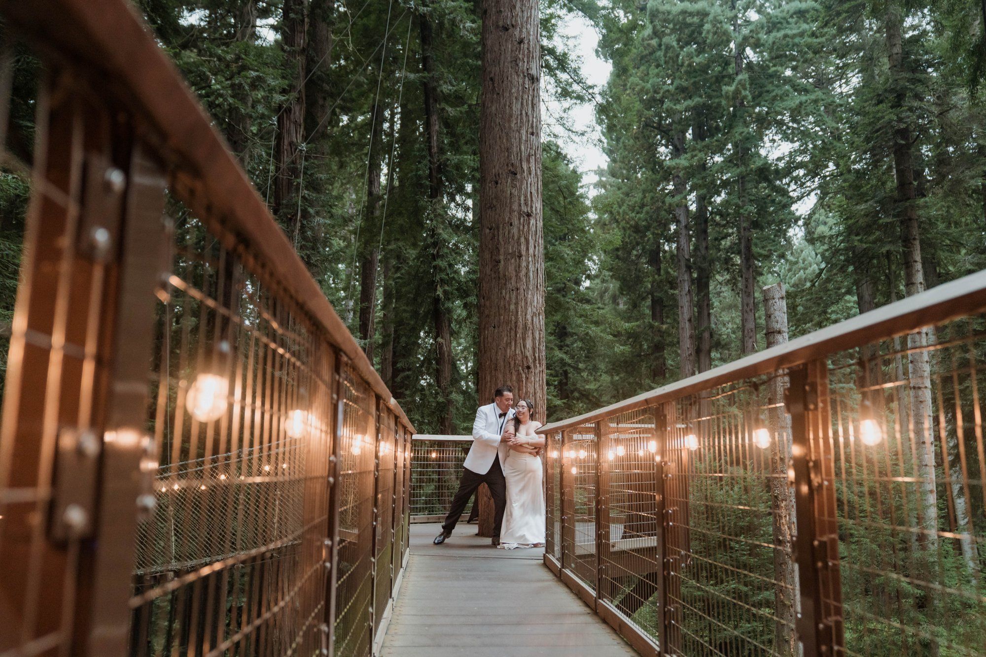 same-sex redwoods elopement at sequoia park zoo skywalk, Toasts, Dances, and an Owl