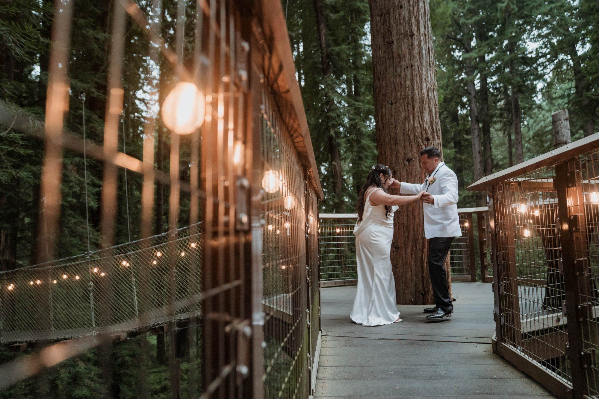 same-sex redwoods elopement at sequoia park zoo skywalk, Toasts, Dances, and an Owl