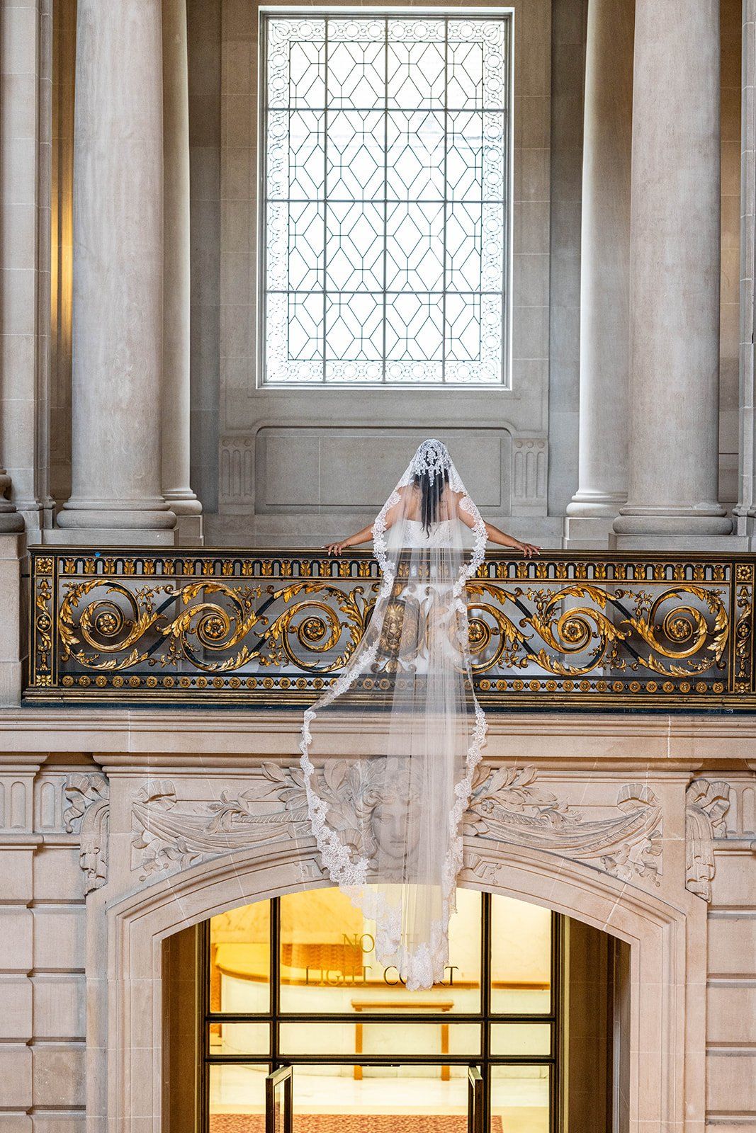 fourth-floor gallery city hall wedding, Portraits in the City Hall Marble