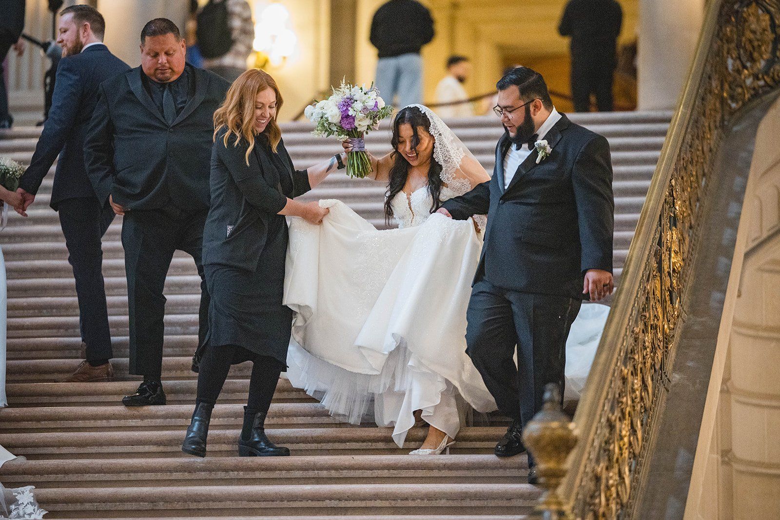 fourth-floor gallery city hall wedding + boudin bistro (planning-restart story), Portraits in the Marble