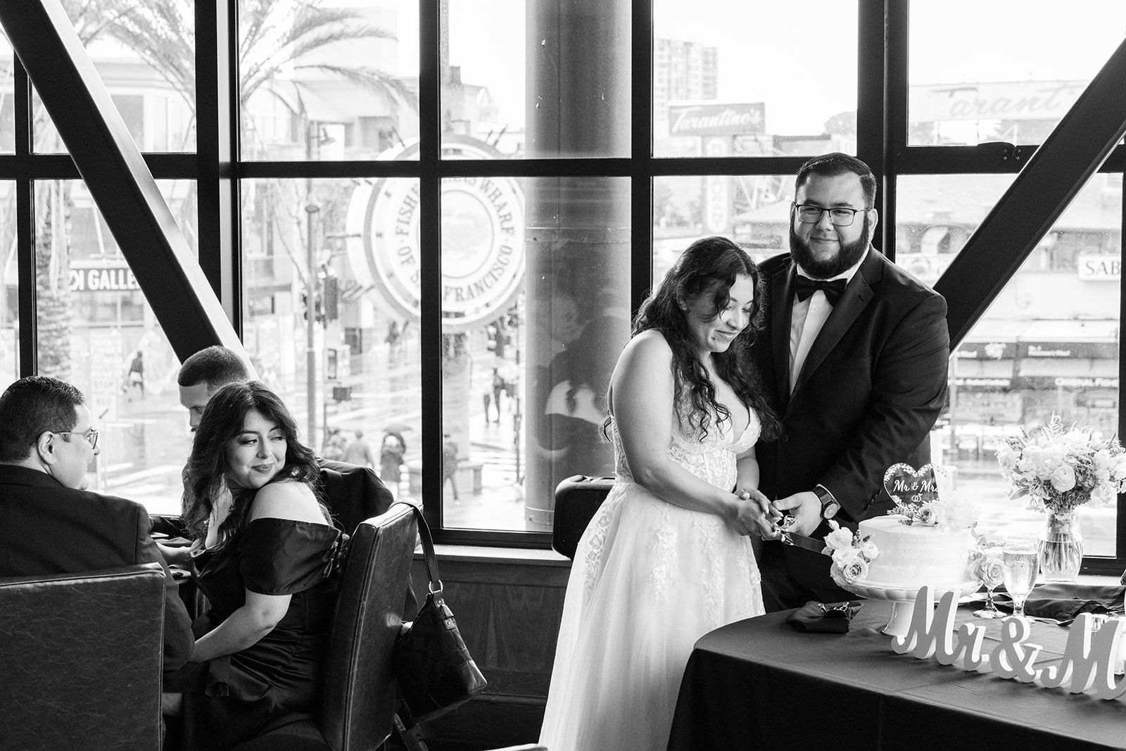 fourth-floor gallery city hall wedding, Dinner on the Fisherman's Wharf Waterfront