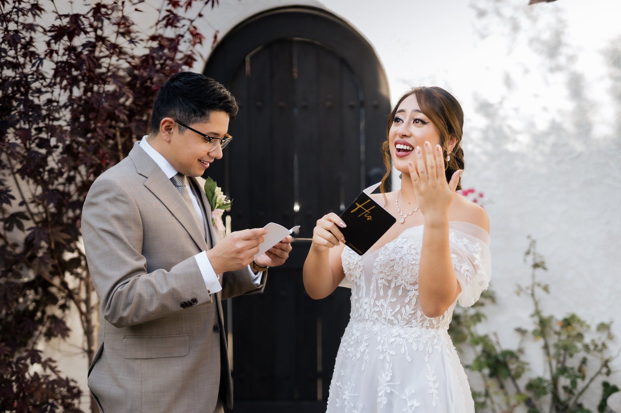 villa micro wedding at villa francesca, socal, A Front-Lawn Villa Micro Wedding Ceremony and Wine Sealing