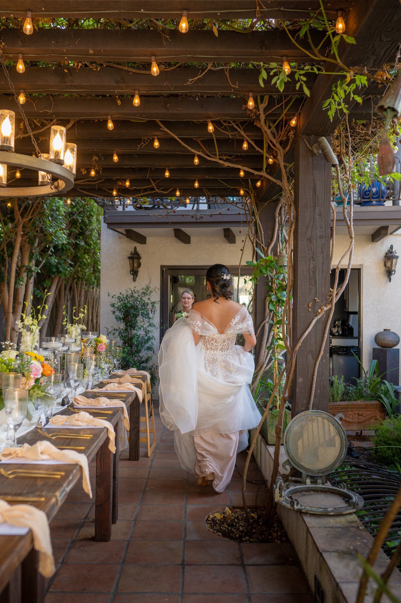 villa micro wedding at Villa Francesca, Dinner Under the Wooden Awning at Villa Francesca