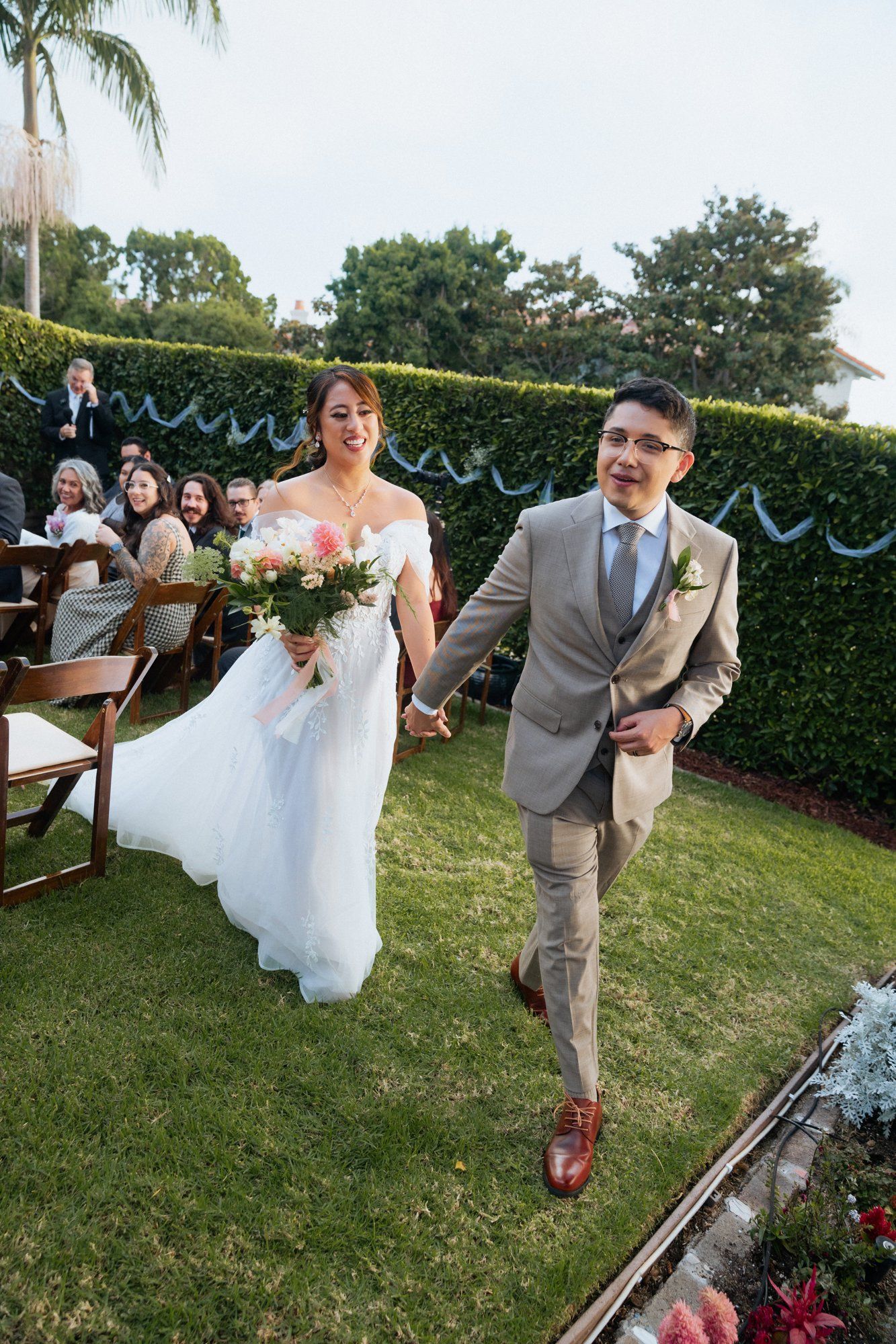 villa micro wedding at villa francesca, socal, A Front-Lawn Villa Micro Wedding Ceremony and Wine Sealing