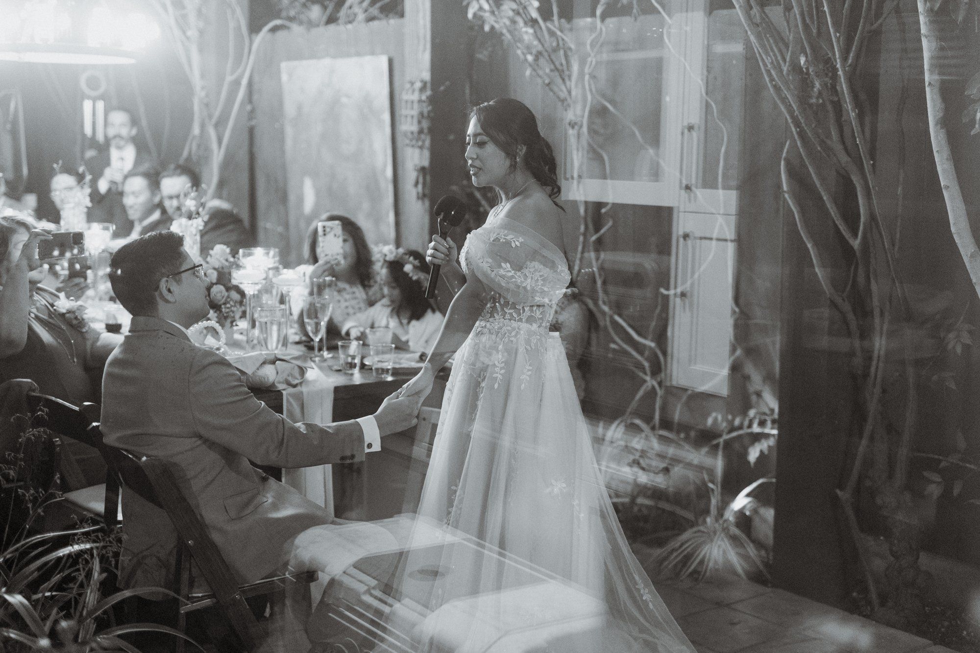 villa micro wedding at villa francesca, socal, Dinner Under the Wooden Awning