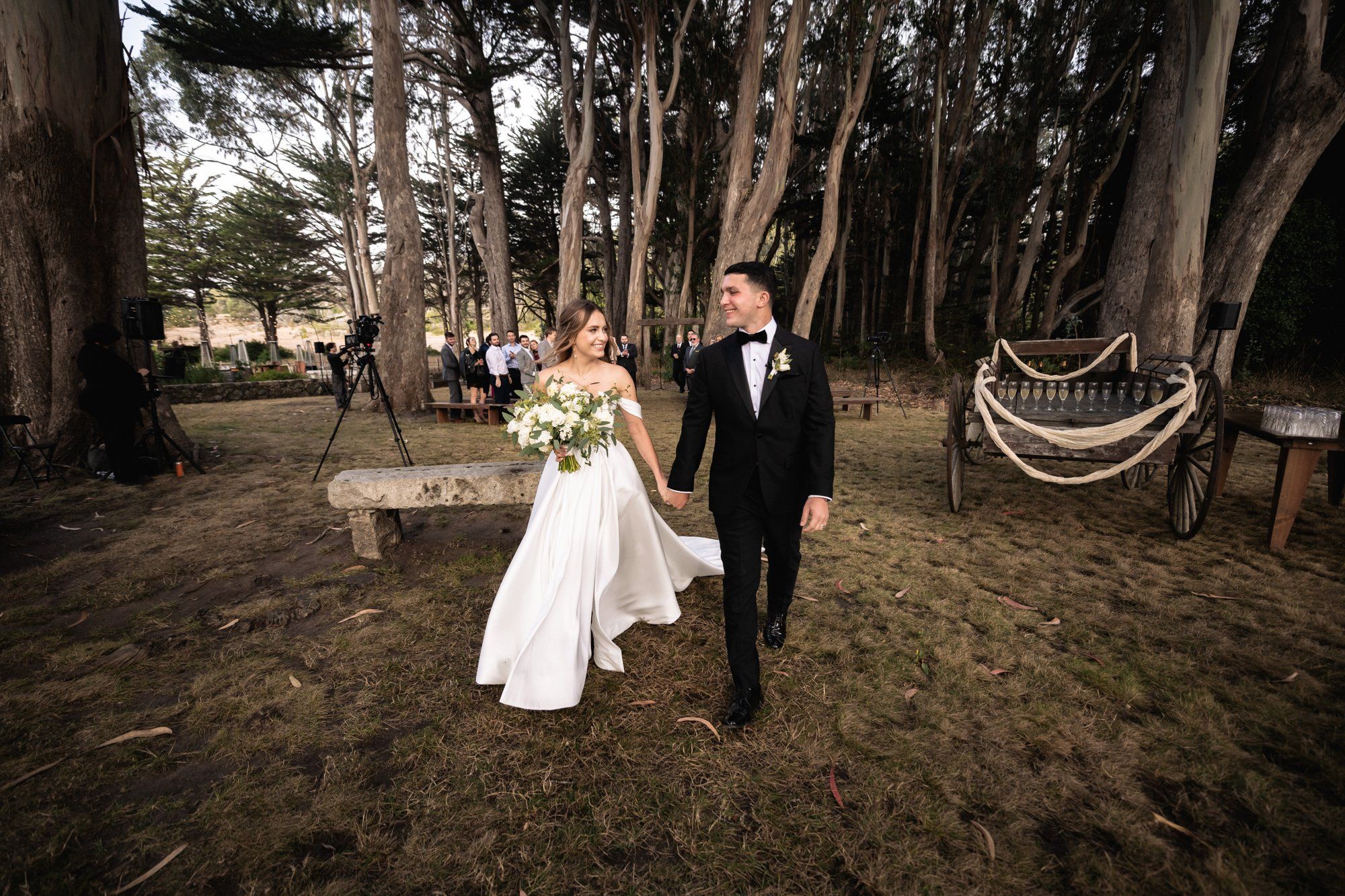oceanfront ranch micro wedding at spring ranch, Dinner at Spring Ranch, Under the Eucalyptus