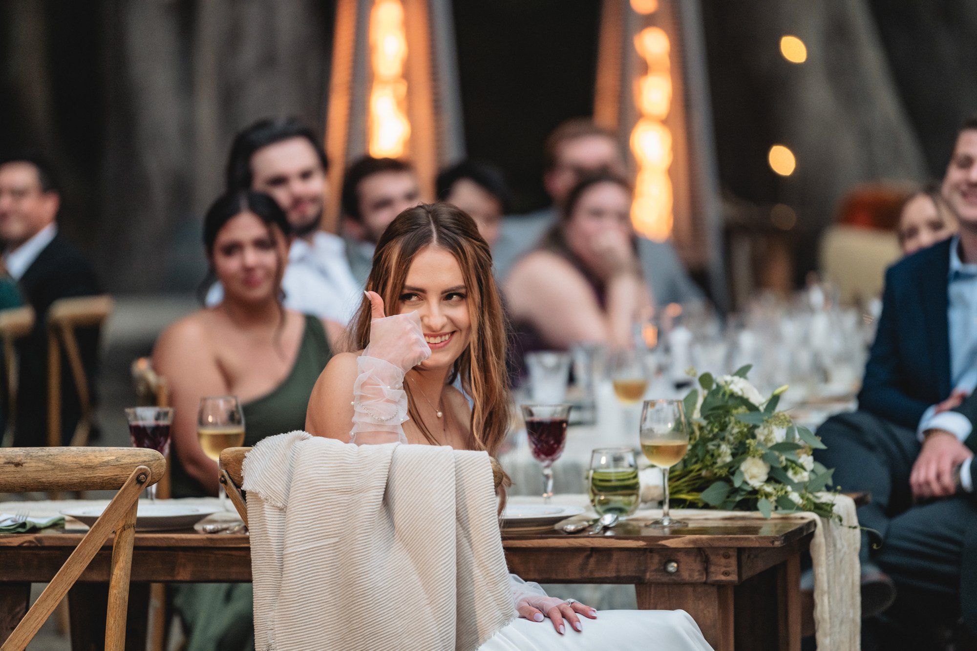 oceanfront ranch micro wedding at spring ranch, Dinner in the Spring Ranch Event Barn