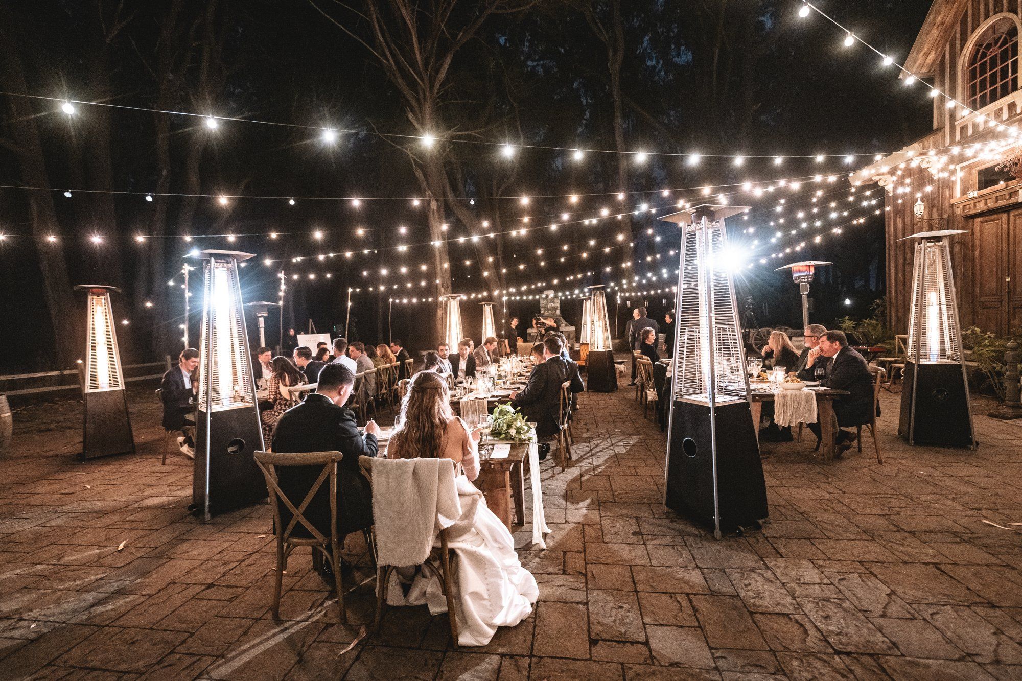 oceanfront ranch micro wedding at spring ranch, Dinner at Spring Ranch, Under the Eucalyptus