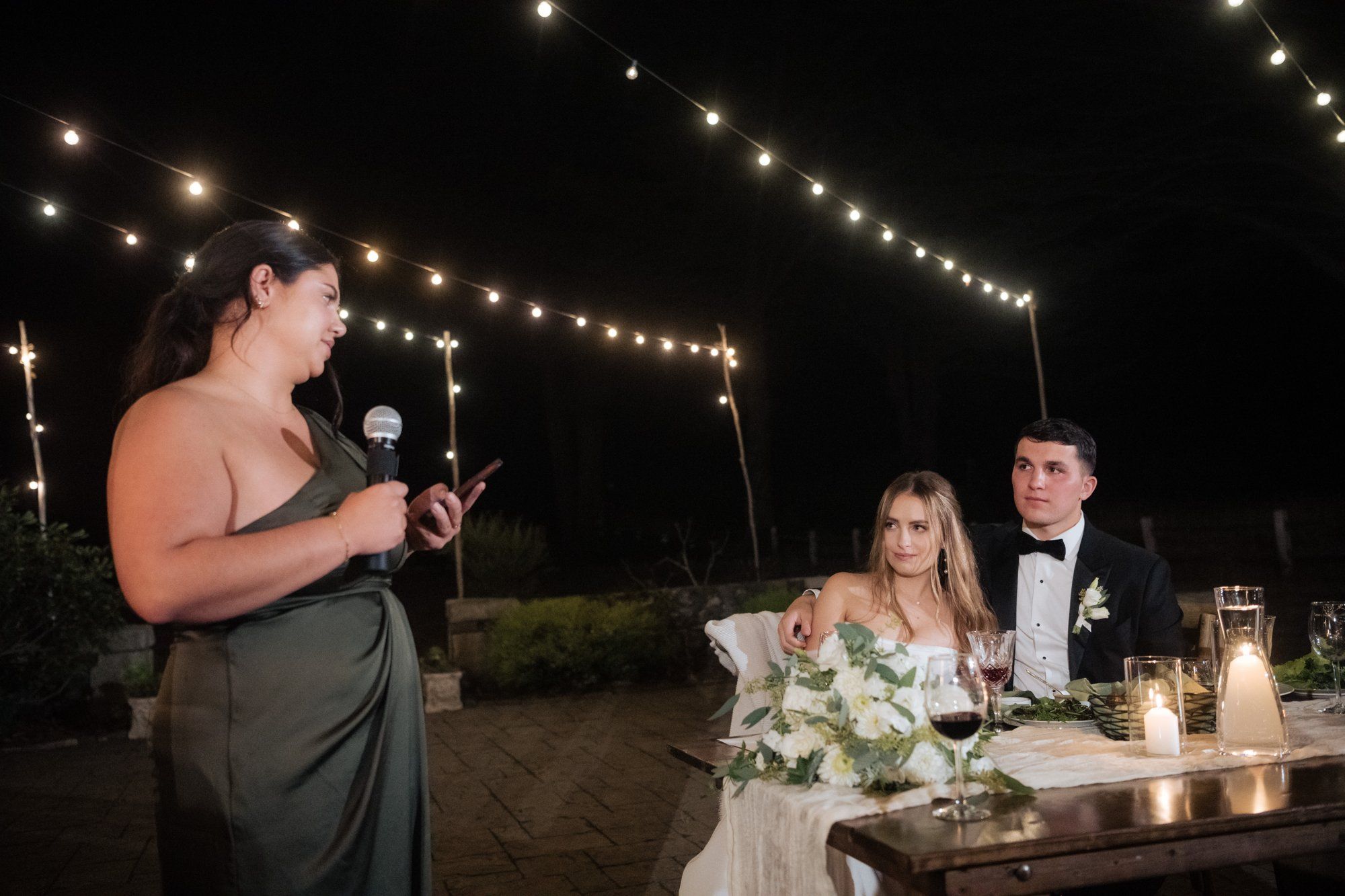 oceanfront ranch micro wedding at spring ranch, Dinner at Spring Ranch, Under the Eucalyptus