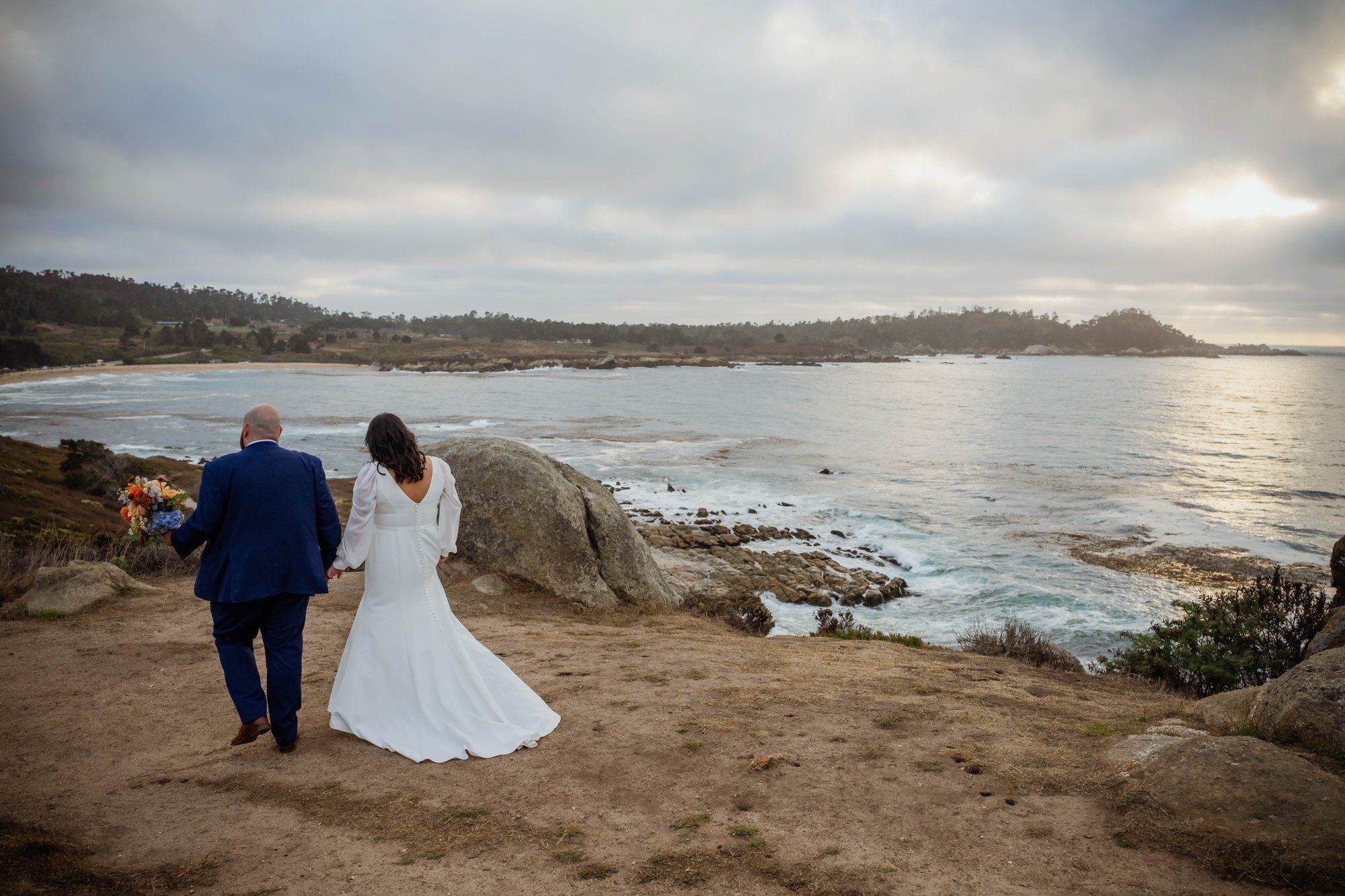 carmel wedding rock cliffside elopement, Portraits on the Carmel Coast Cliffs