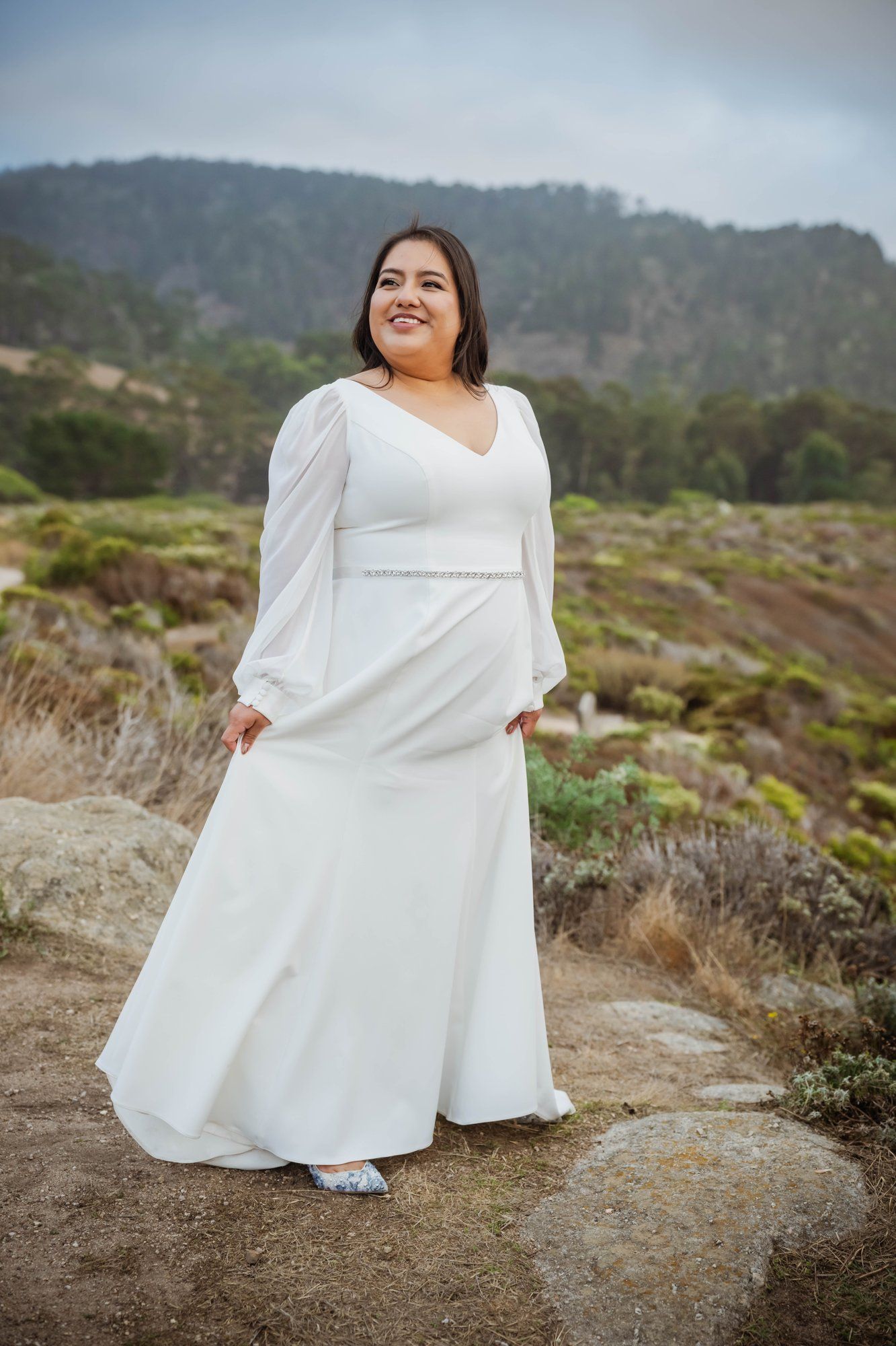 carmel wedding rock cliffside elopement, Portraits on the Carmel Coast Cliffs