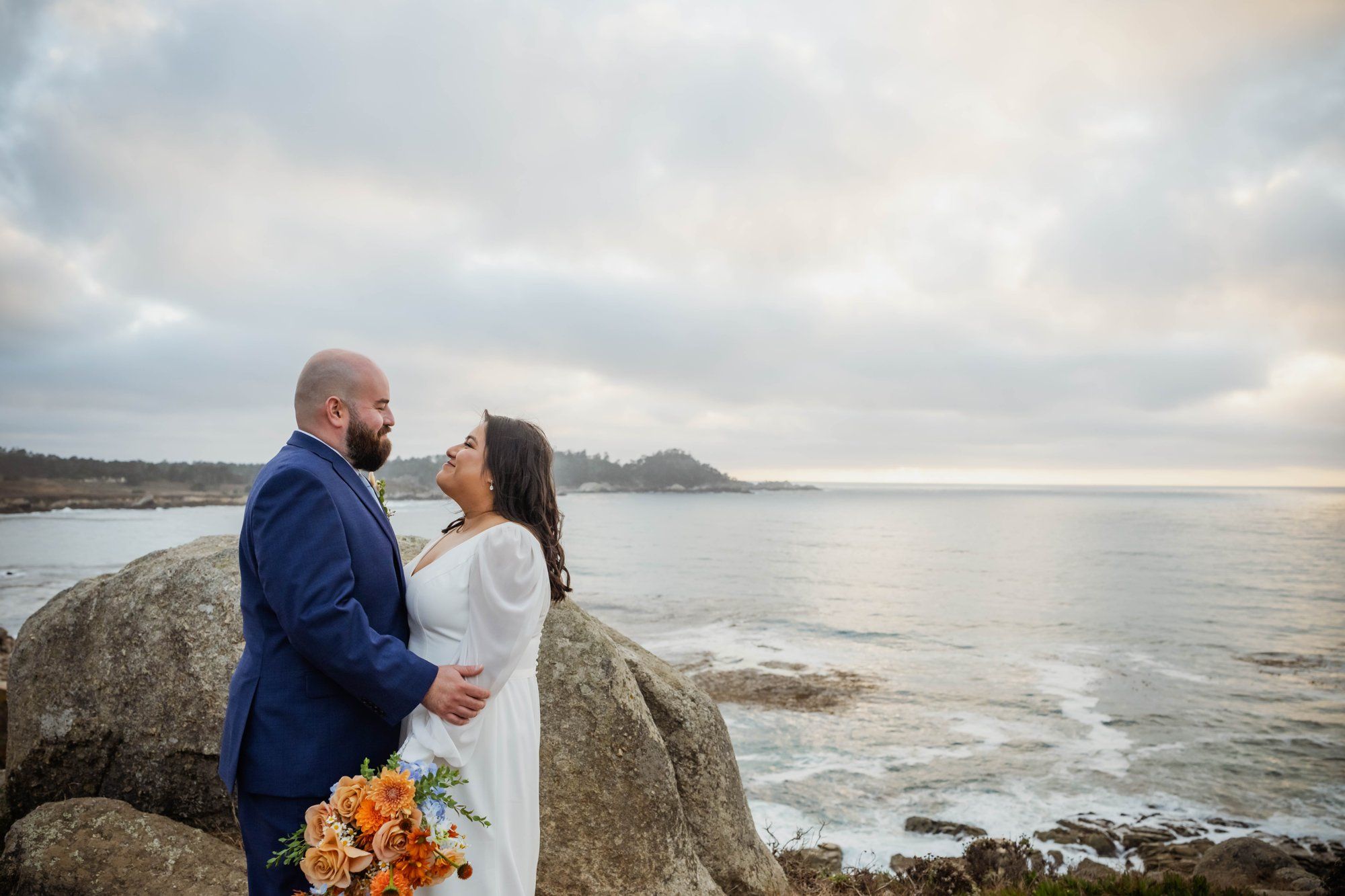 carmel wedding rock cliffside elopement, Portraits on the Carmel Coast Cliffs