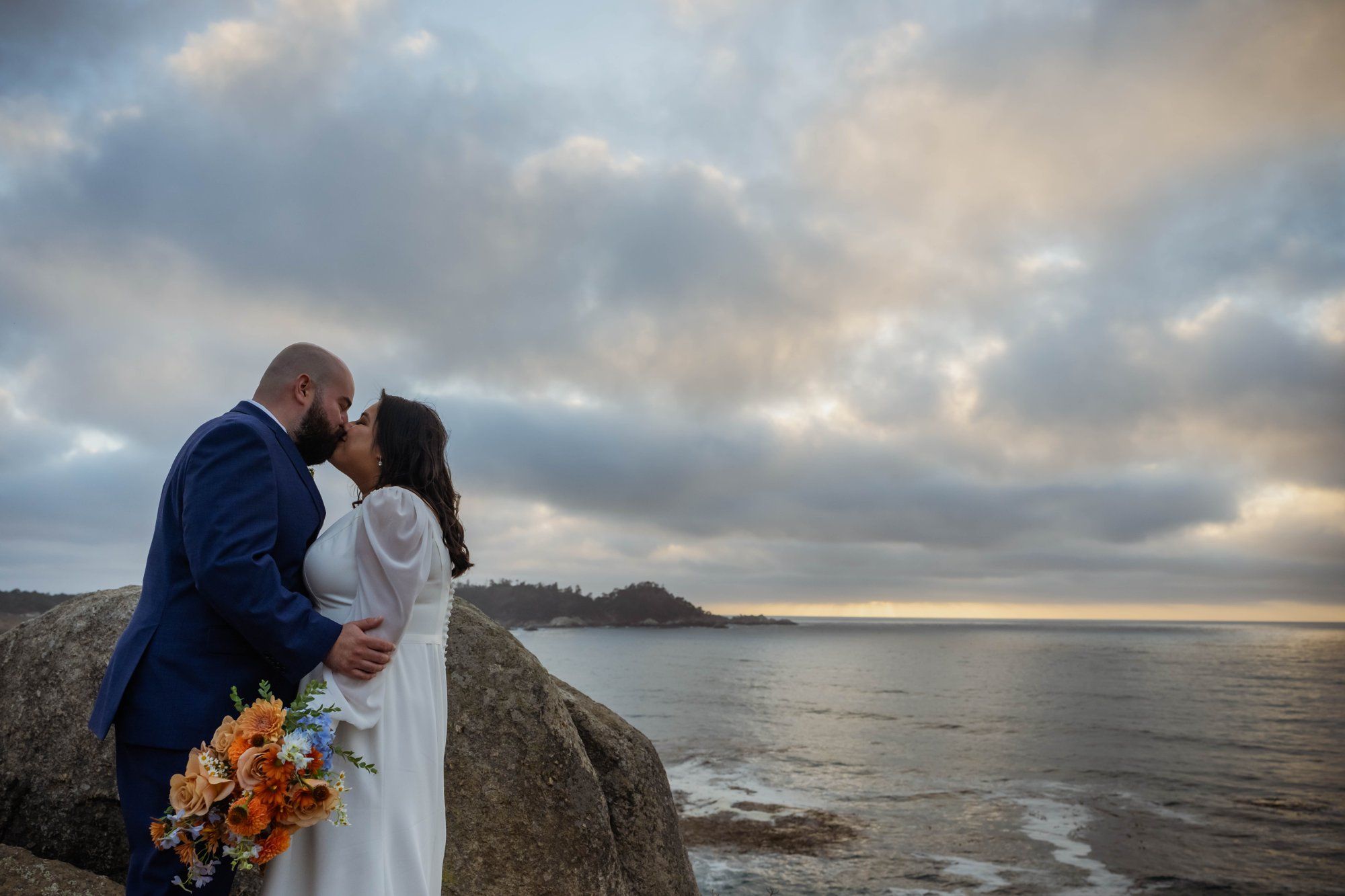 carmel wedding rock cliffside elopement, Portraits on the Carmel Coast Cliffs