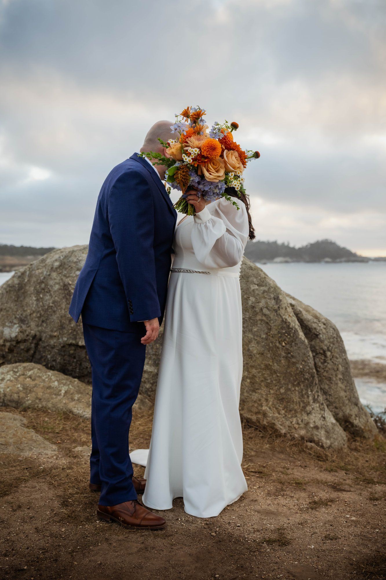 carmel wedding rock cliffside elopement, Portraits on the Carmel Coast Cliffs