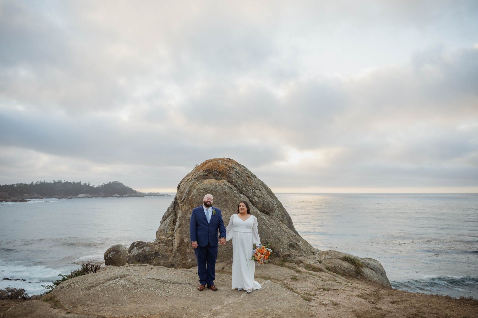 carmel wedding rock cliffside elopement, Portraits on the Carmel Coast Cliffs