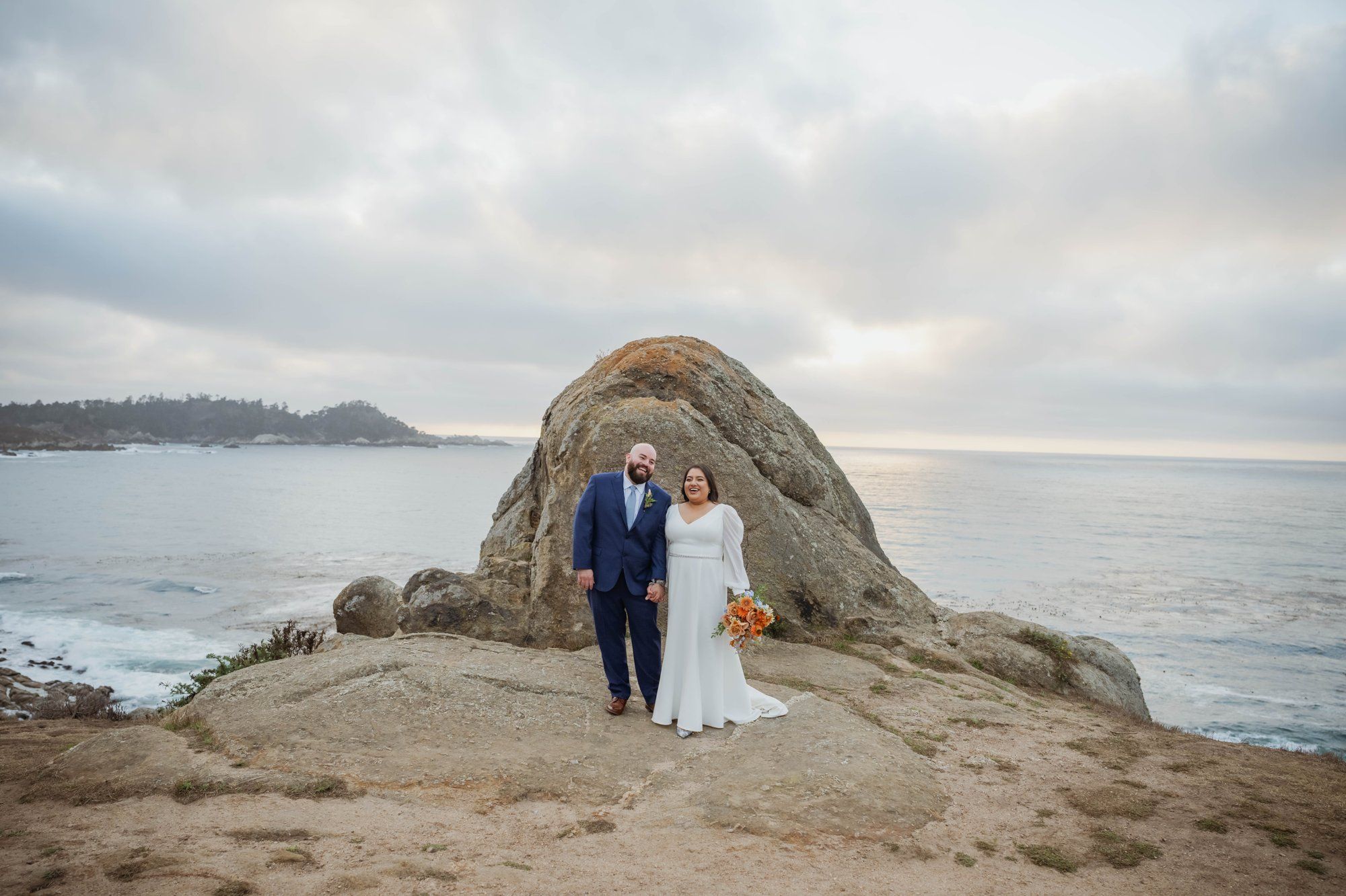 carmel wedding rock cliffside elopement, Portraits on the Carmel Coast Cliffs