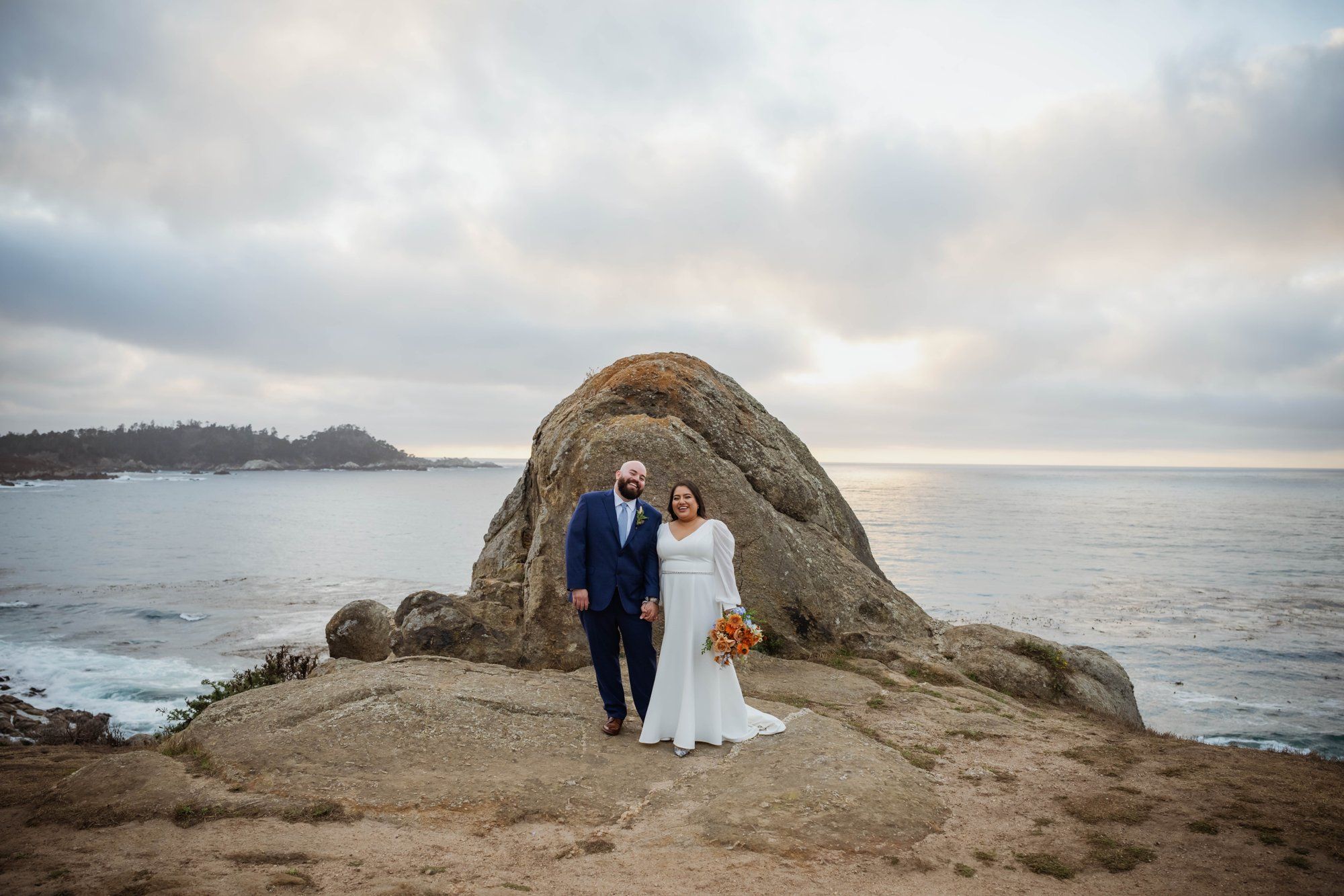 carmel wedding rock cliffside elopement, Portraits on the Carmel Coast Cliffs