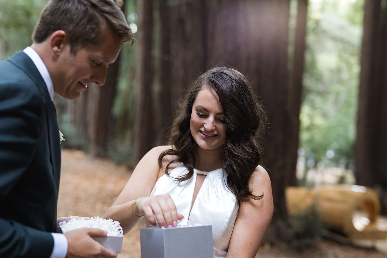 redwoods elopement at old mill park, mill valley, Dinner, Cake, and a First Dance