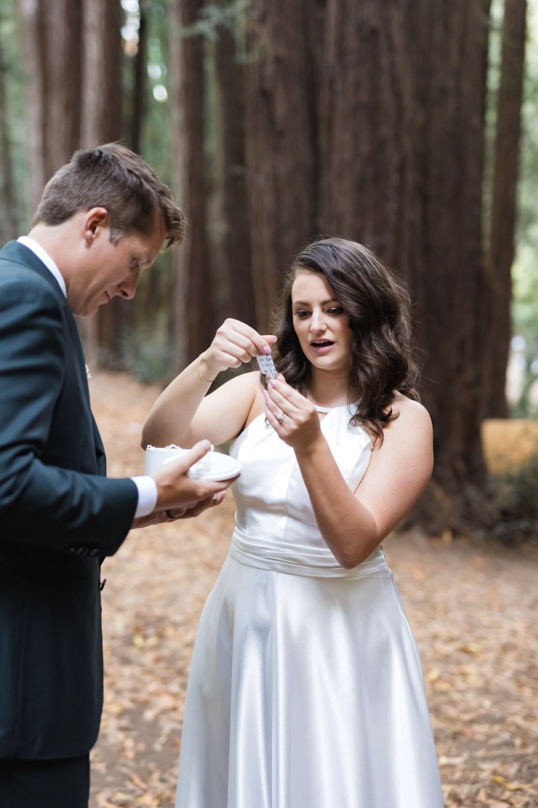 elopement at Old Mill Park in Mill Valley, Dinner, Cake, and a First Dance