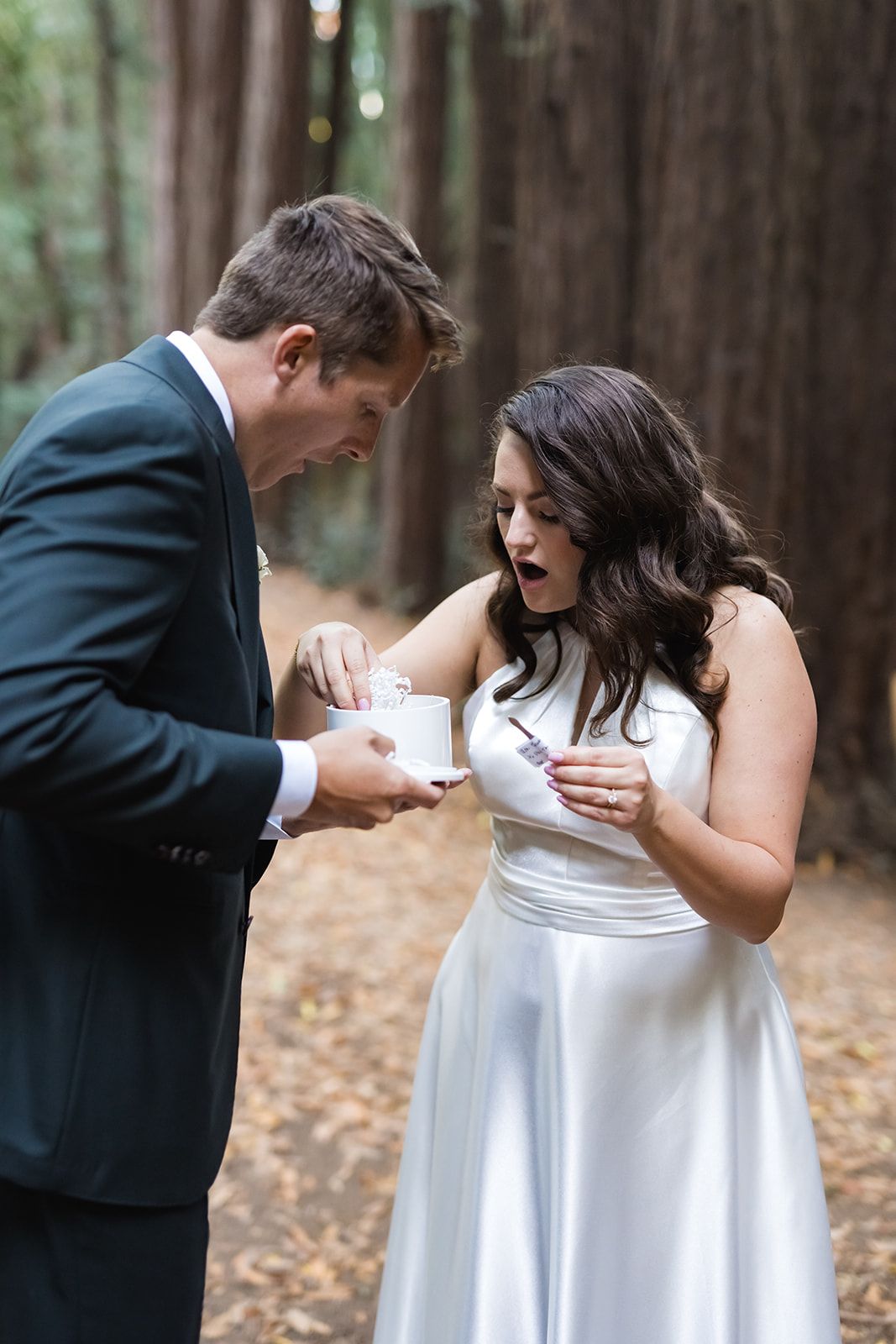 redwoods elopement at old mill park, mill valley, Dinner, Cake, and a First Dance