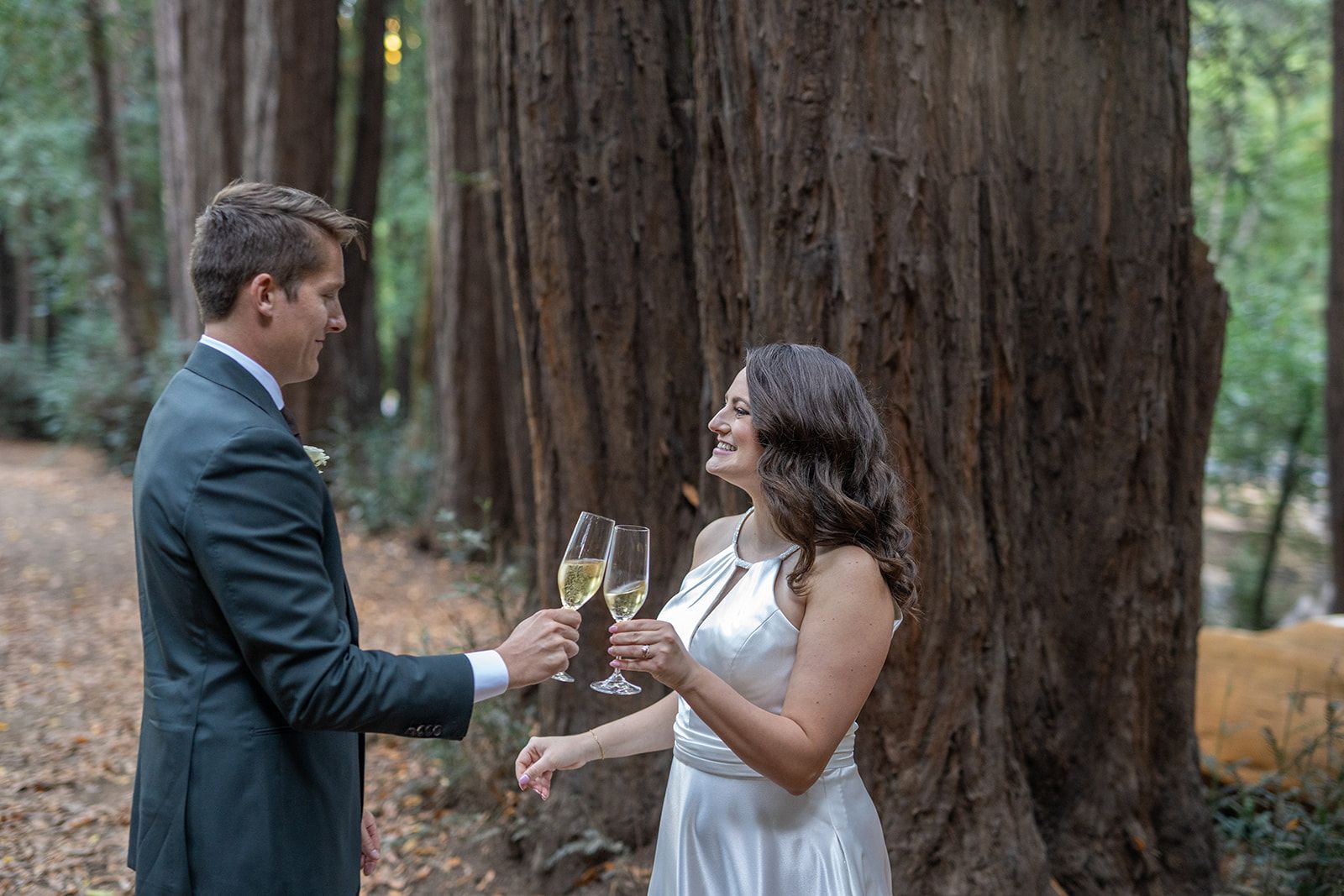 elopement at Old Mill Park in Mill Valley, Dinner, Cake, and a First Dance