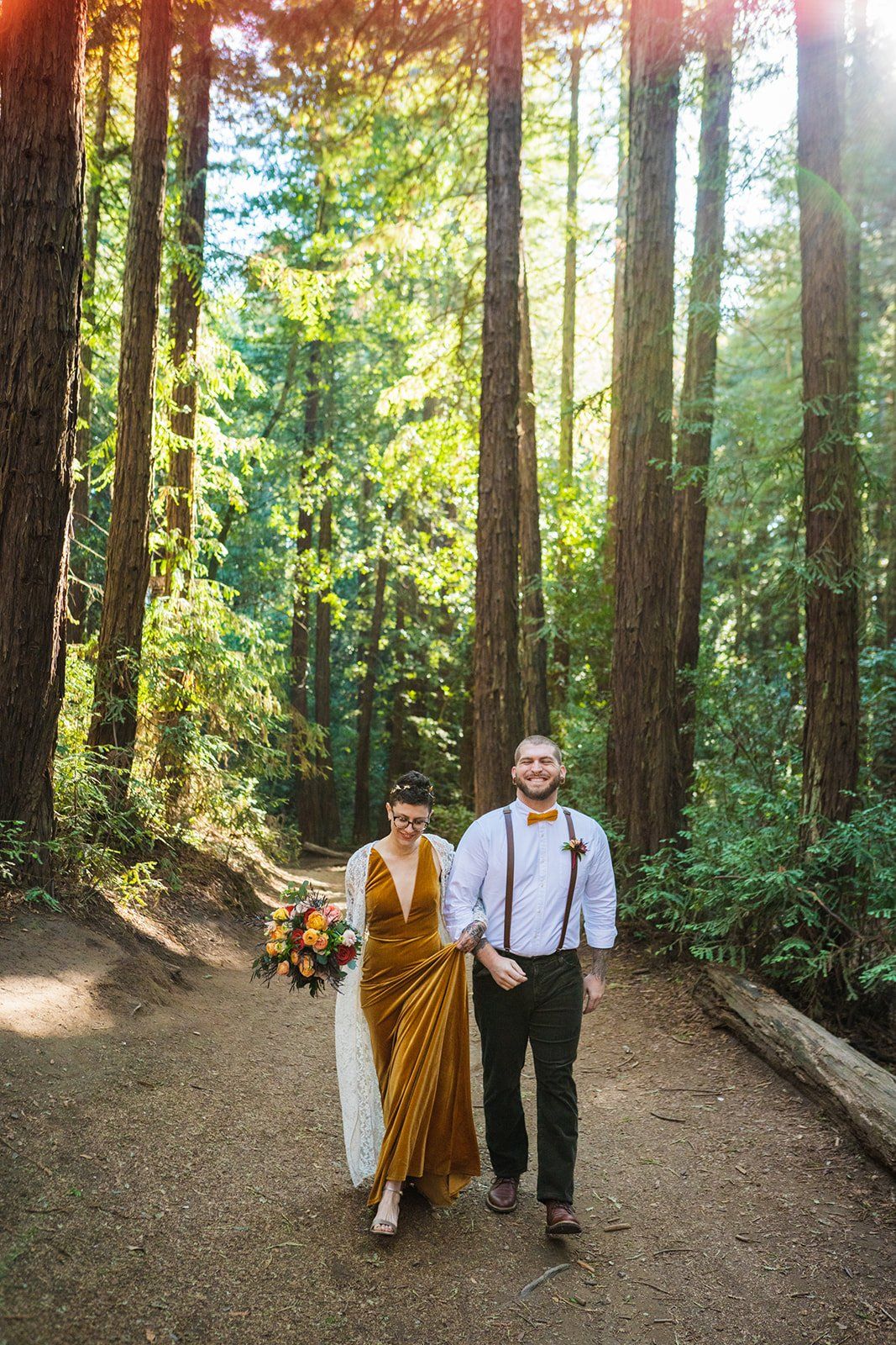 oakland backyard micro wedding, Portraits in the Redwoods