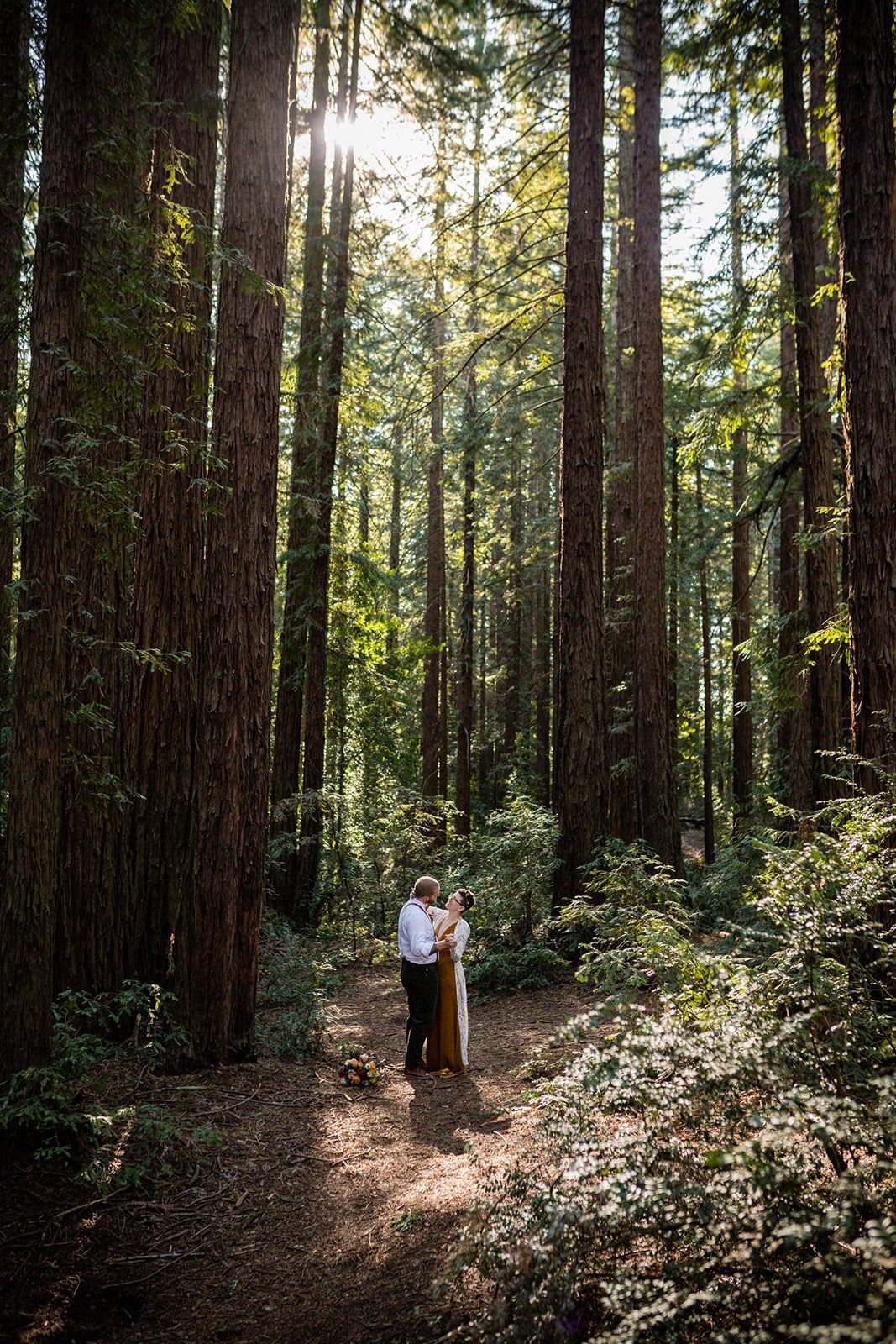 oakland backyard micro wedding, Portraits in the Redwoods