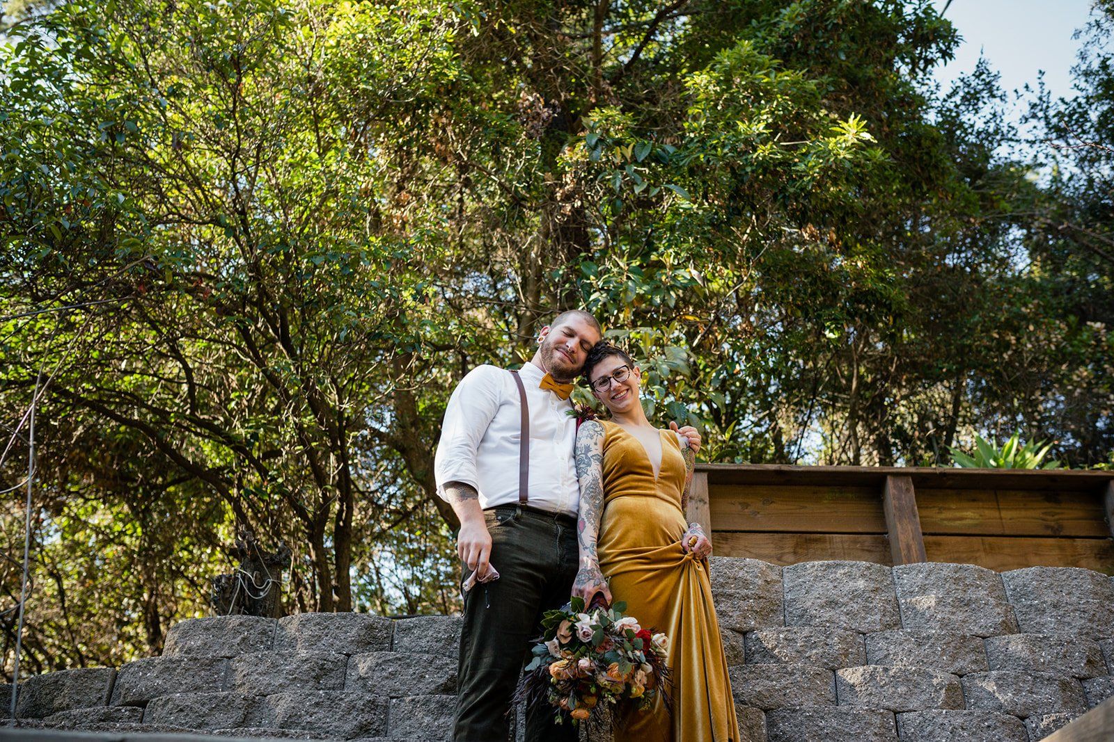 oakland backyard micro wedding, Portraits in the Redwoods