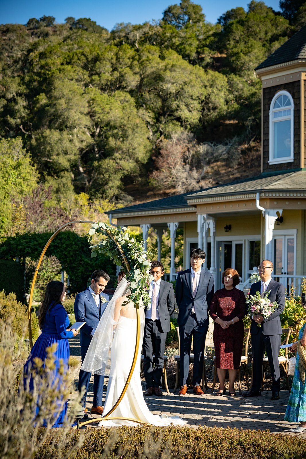ranch-airbnb micro wedding with coastal views, SLO, Vows by the Fountain at Clover Ridge Ranch