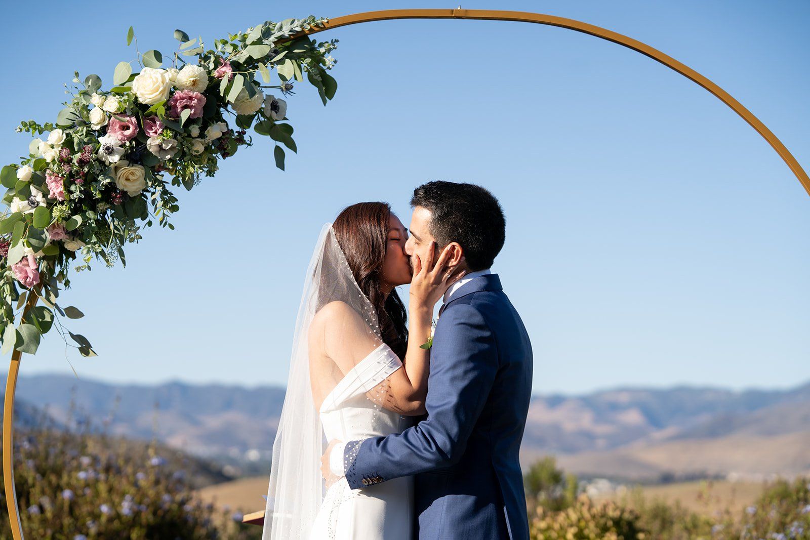ranch-airbnb micro wedding with coastal views, SLO, Vows by the Fountain at Clover Ridge Ranch