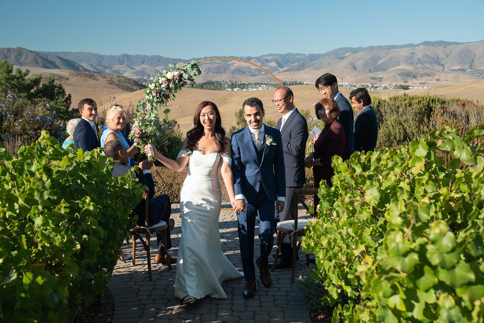 ranch-airbnb micro wedding with coastal views, SLO, Vows by the Fountain at Clover Ridge Ranch