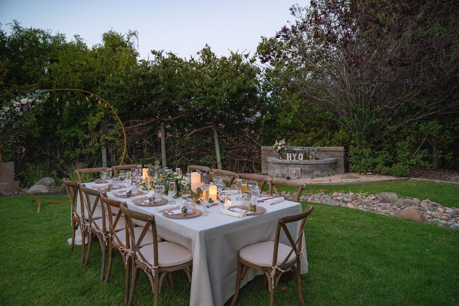 ranch-airbnb micro wedding with coastal views, SLO, Dinner in the Backyard