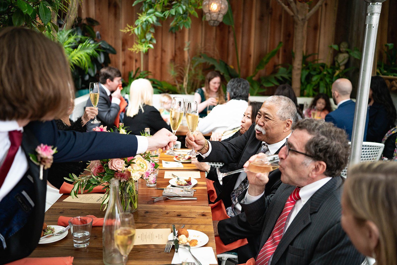 restaurant micro wedding at fable, sf, A Long Lunch on Fable's Garden Patio, an Intimate SF Dinner Wedding