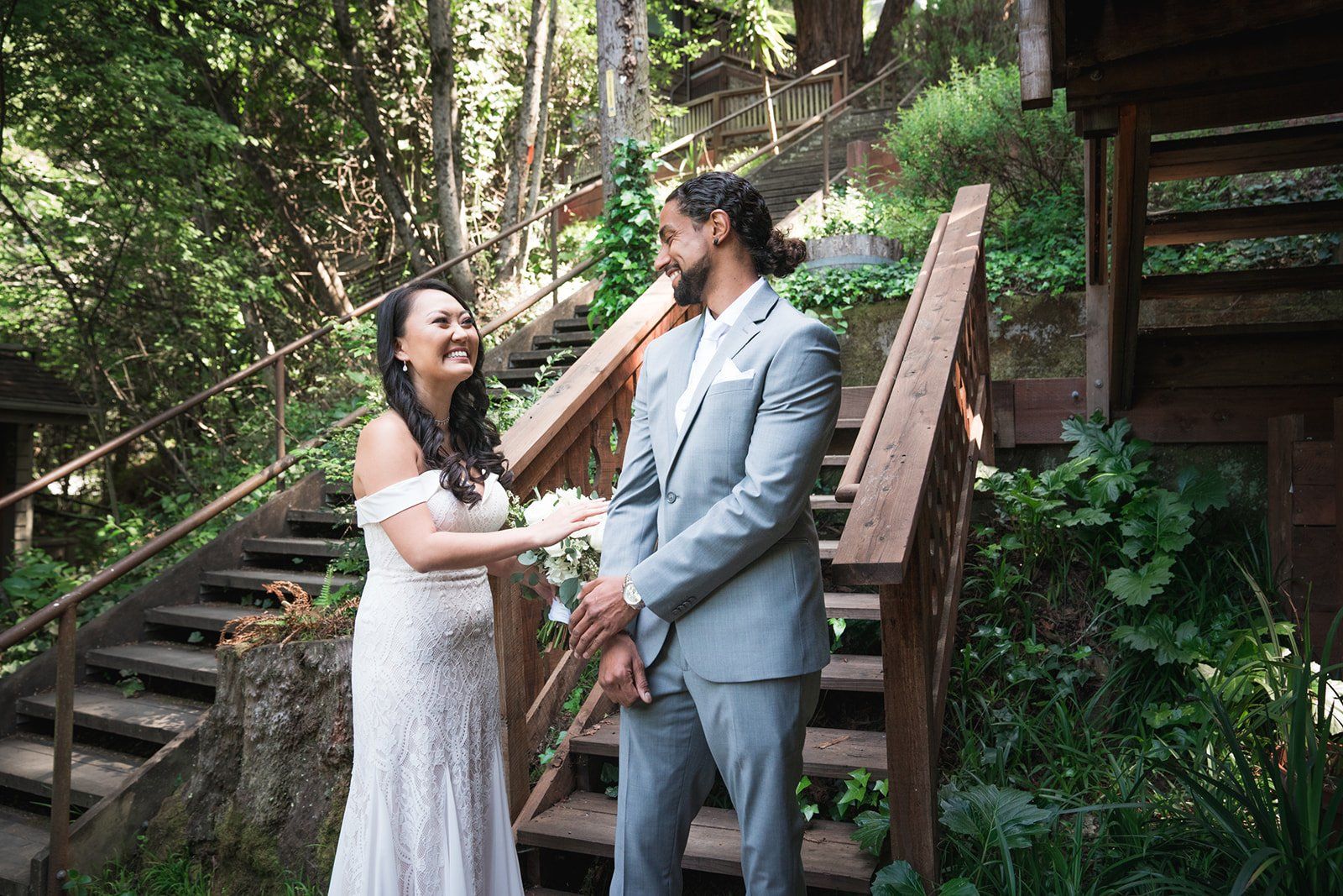 redwoods micro wedding at old mill park, Portraits Under the Old Mill Park Redwoods