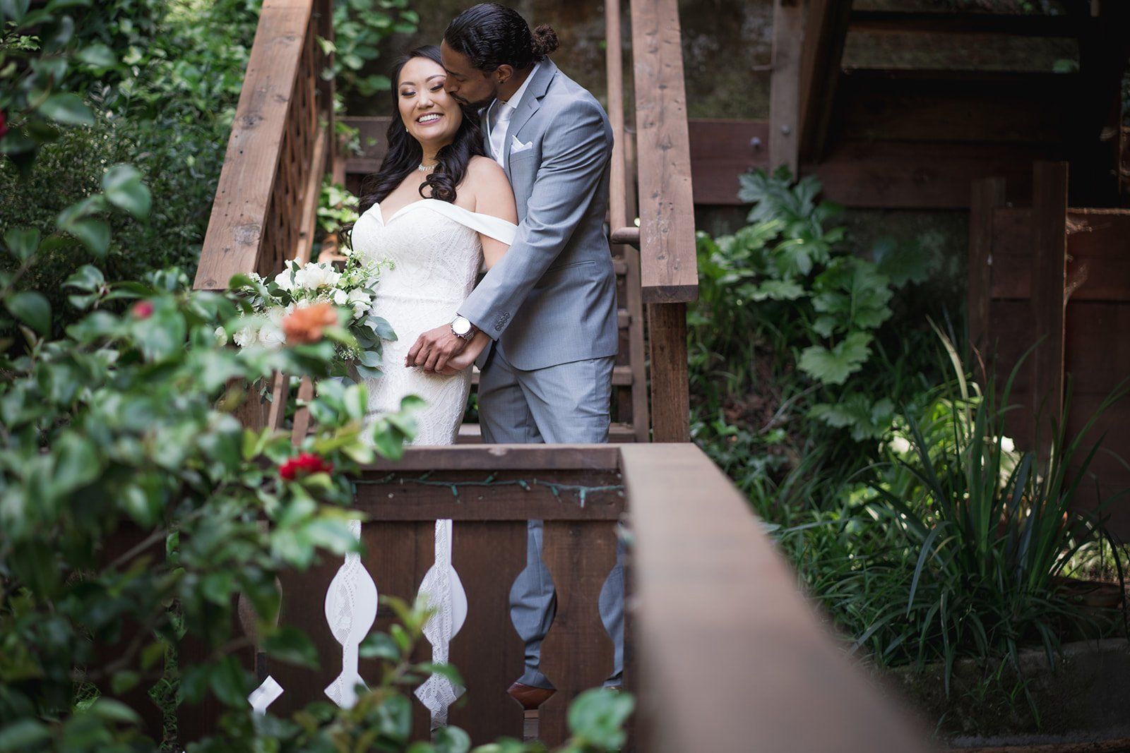 same-sex redwoods micro wedding east bay, Family Photos Under the Old Mill Park Redwoods