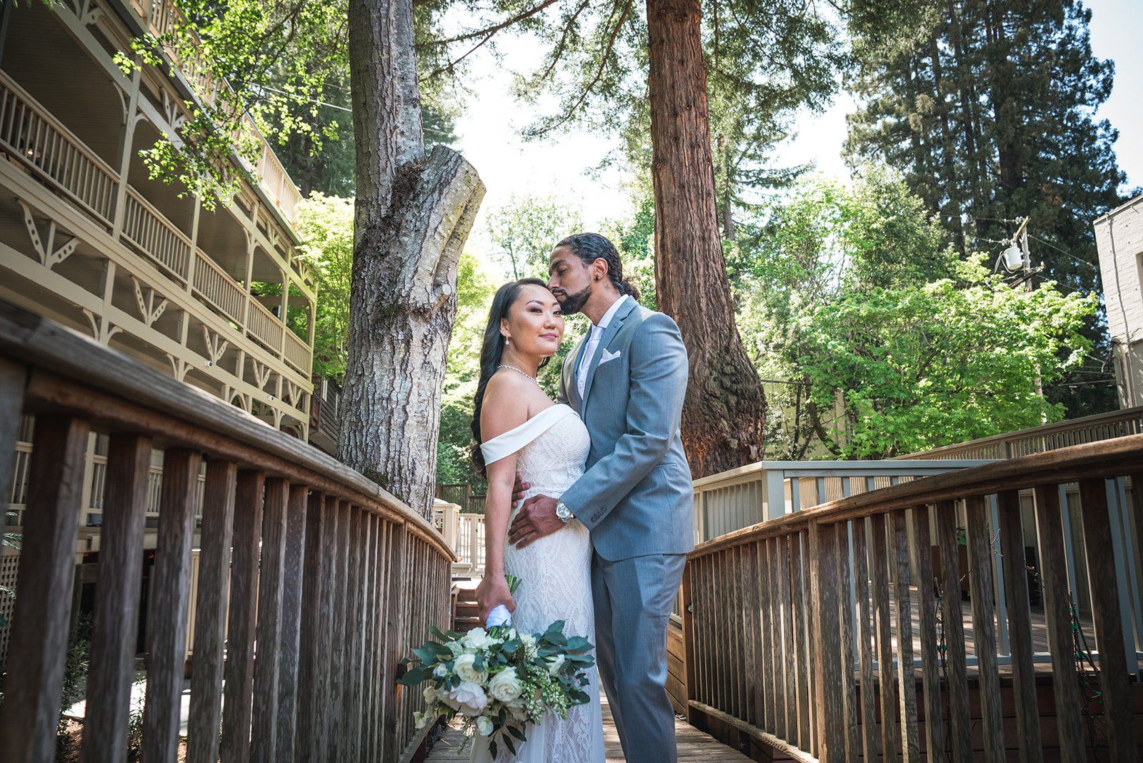 redwoods micro wedding at old mill park, Portraits Under the Old Mill Park Redwoods