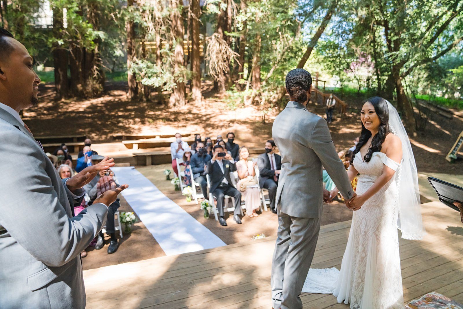 same-sex redwoods micro wedding east bay, A Marin Redwoods Wedding Ceremony in the Amphitheater